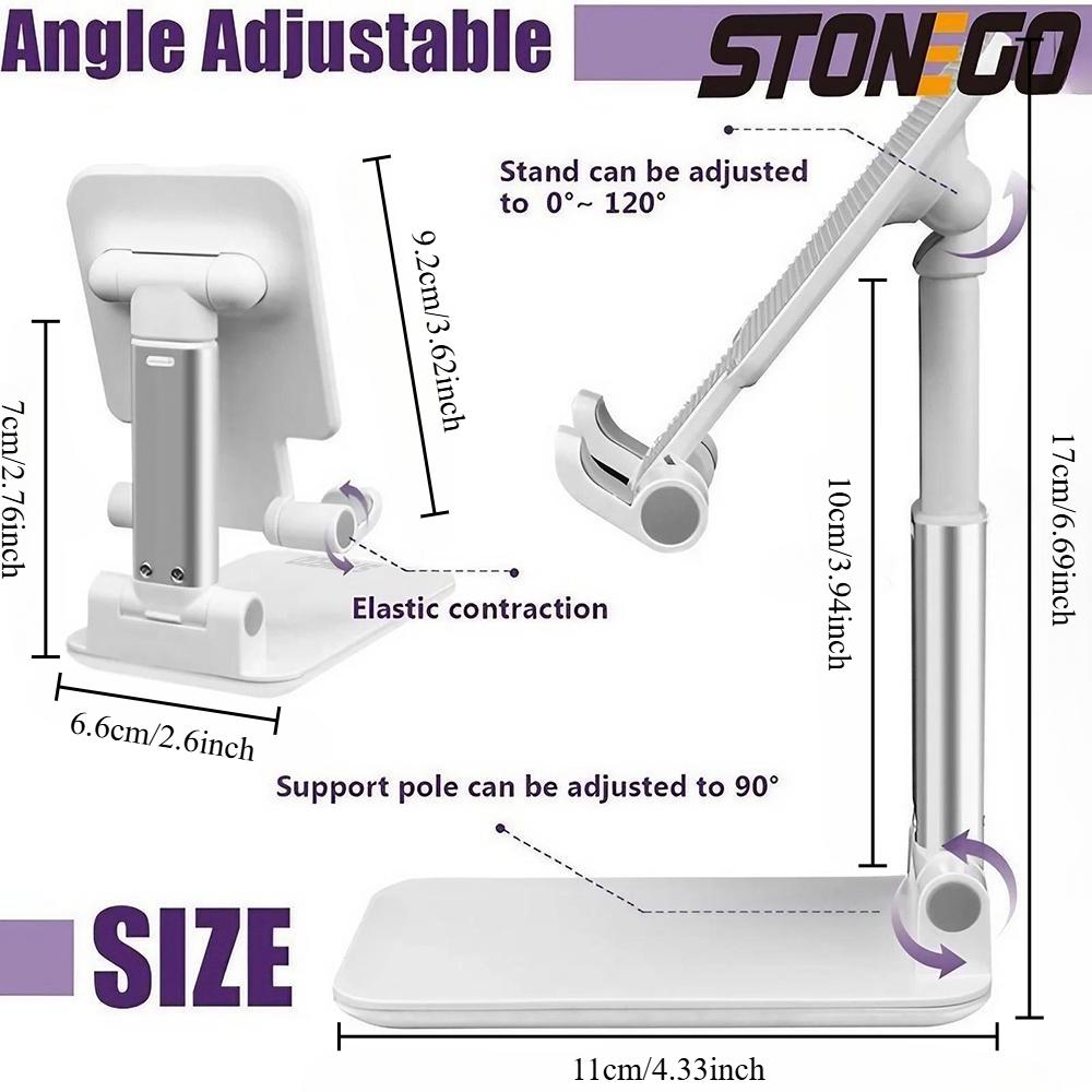 Adjustable Phone Tablet Mount Stand for Desk & Bed, Foldable Multi-Angle Holder with Stable Support for Viewing, Reading, Working. Portable & Space-Saving, Fits Various Devices, Ideal for Home & Office Use