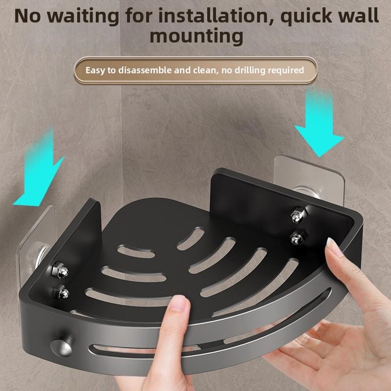 2-3-Pack Gun Gray ABS Triangular Suction Cup Shower Caddy 3-Tier Corner Shelves No Drilling Bathroom Organizer 40lbs Load Capacity Towels Hook Toiletries Storage Rack