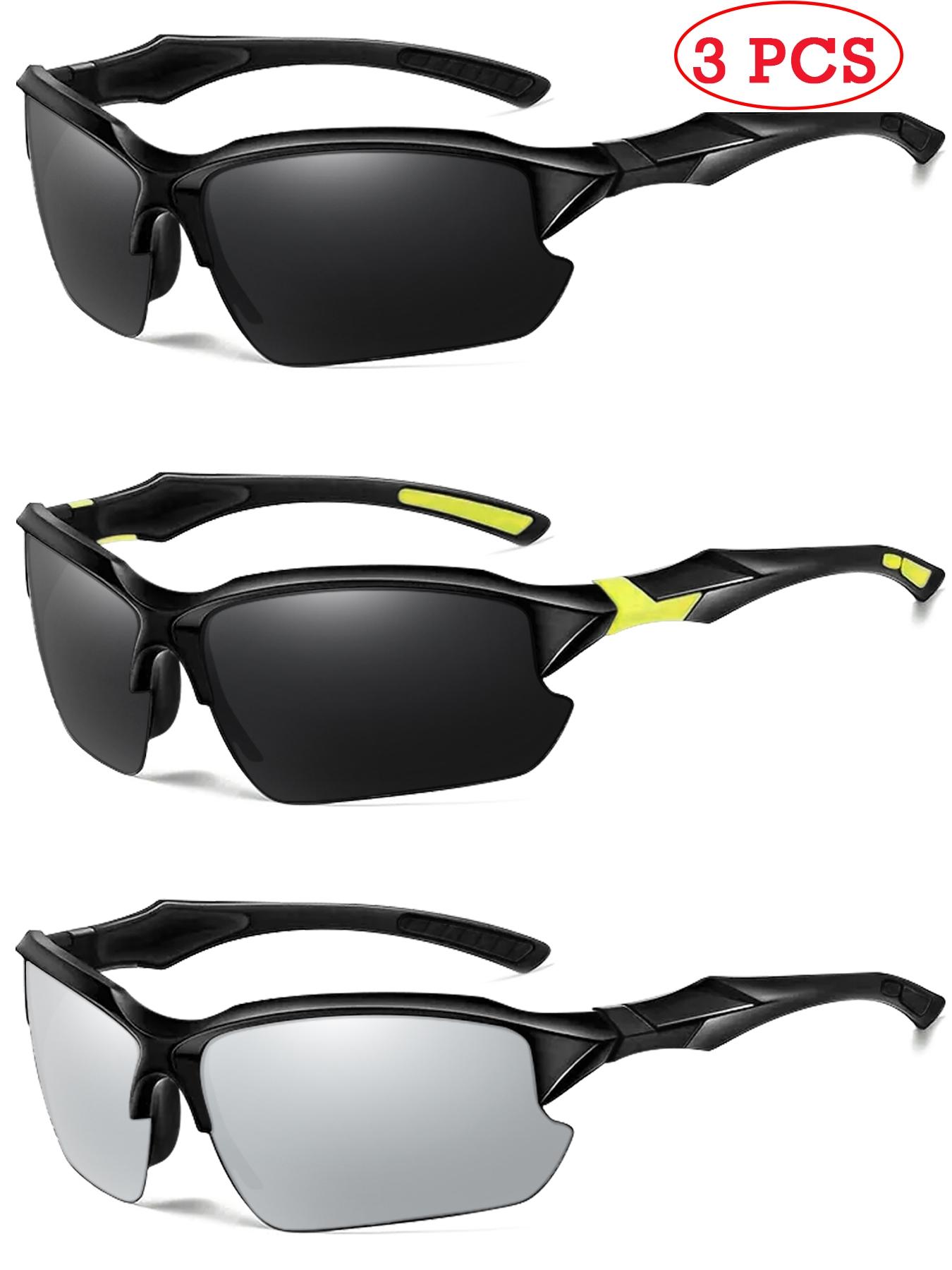 3 Pairs Fashion Wraparound Half Frame Polarized Glasses for Men Women, Outdoor Cycling Driving, Hiking, Sports, All Seasons