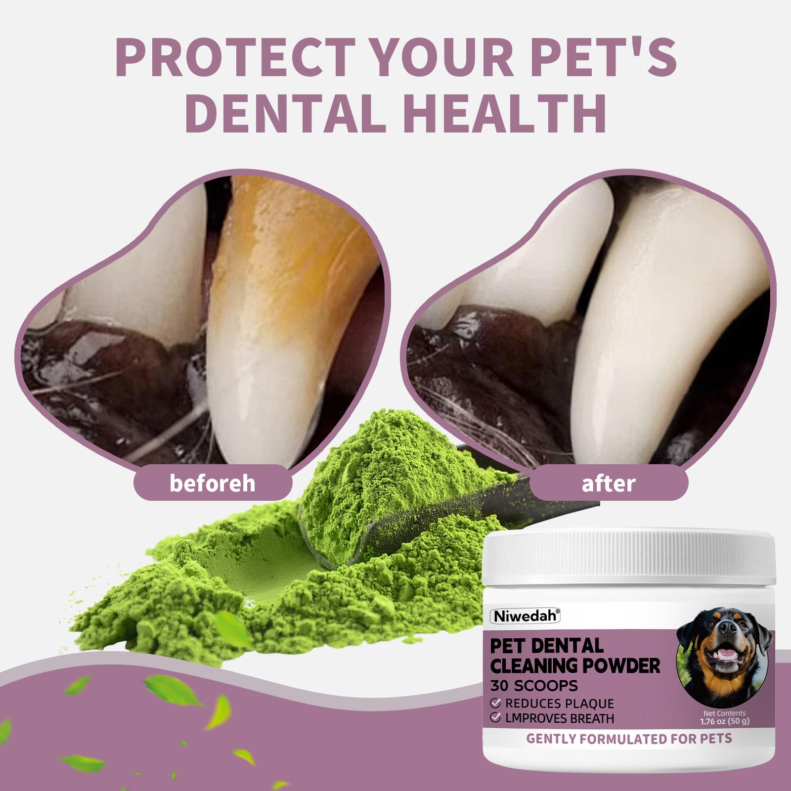 Dog Dental Cleaner Powder – Natural Teeth Cleaning for Small Dogs, Removes Plaque & Tartar, Fresh Breath Oral Care Supplement, 50g