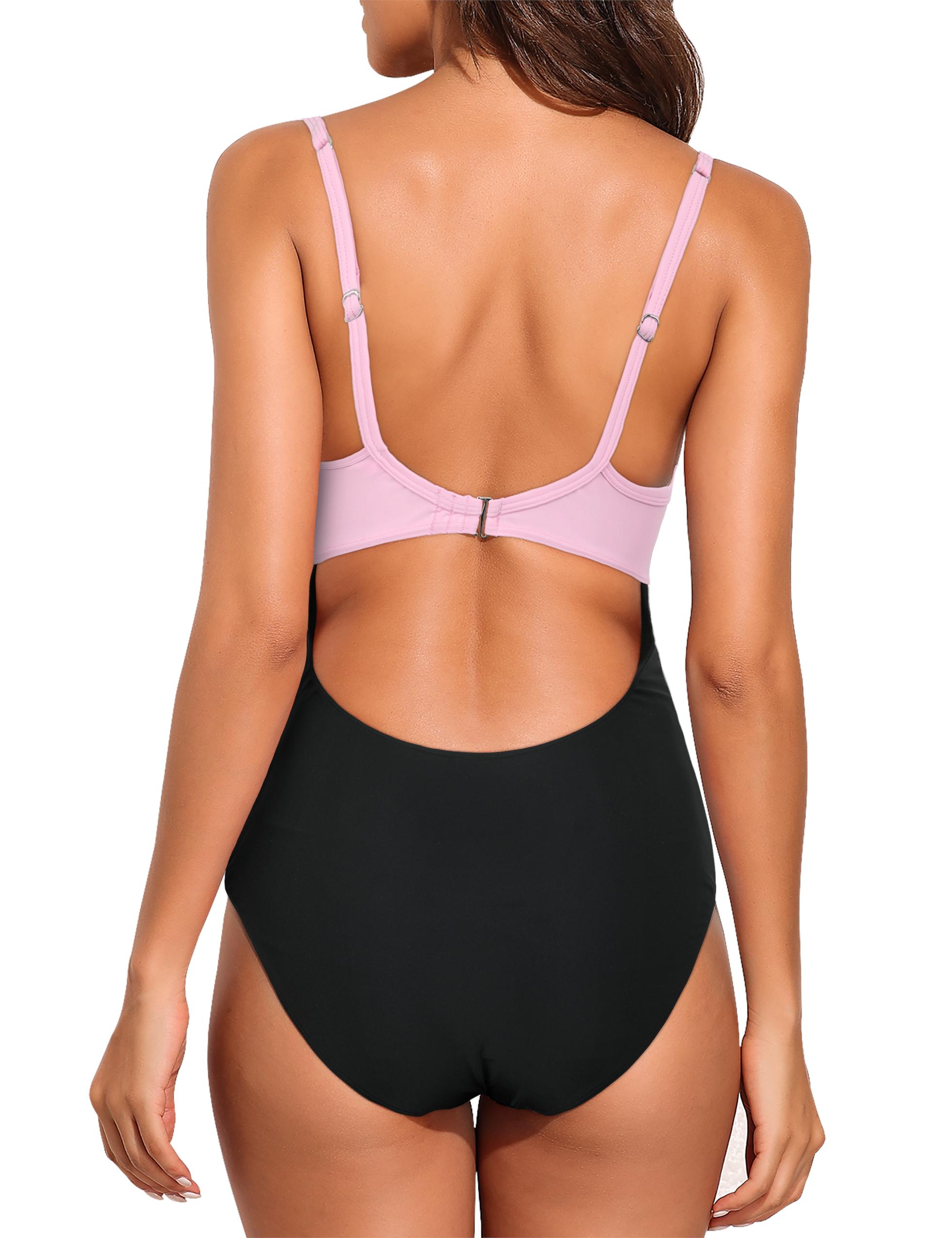 Hilor Women's Underwire One Piece Swimsuits with Crossover Cutout Bathing Suits Push Up Monokini Swimwear