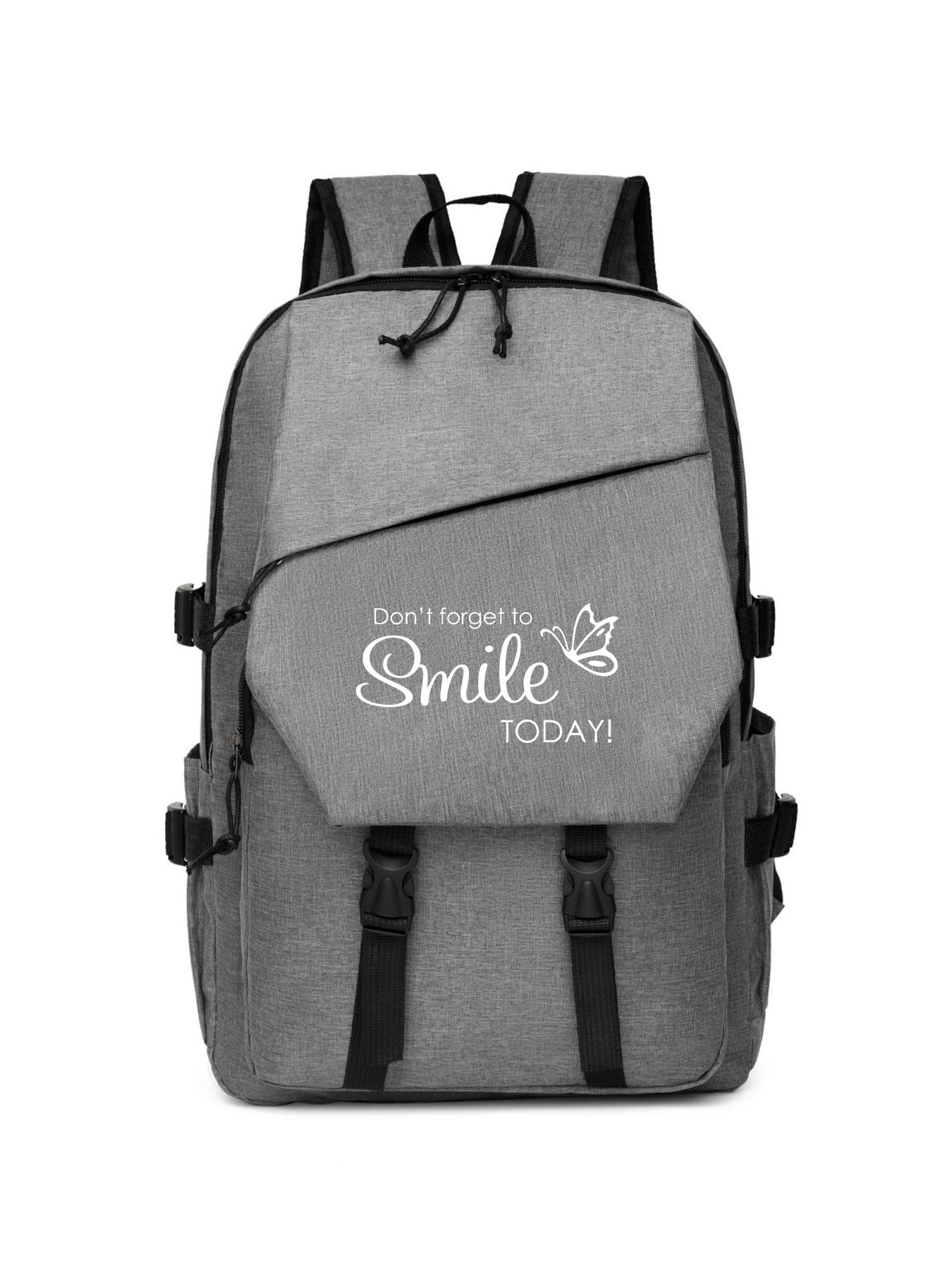 Butterfly Pattern Backpack, Large Capacity Lightweight Casual Shoulder Bag, Side Pocket, Suitable for Commuting, Library, Outdoor Activities