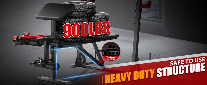 【TikTokShopBlackFriday】OPPSDECOR 900LBS Weight Bench Set with Squat Rack with Leg Extension Bench Press Set Workout for Home Gym dumbbell set foldable weight