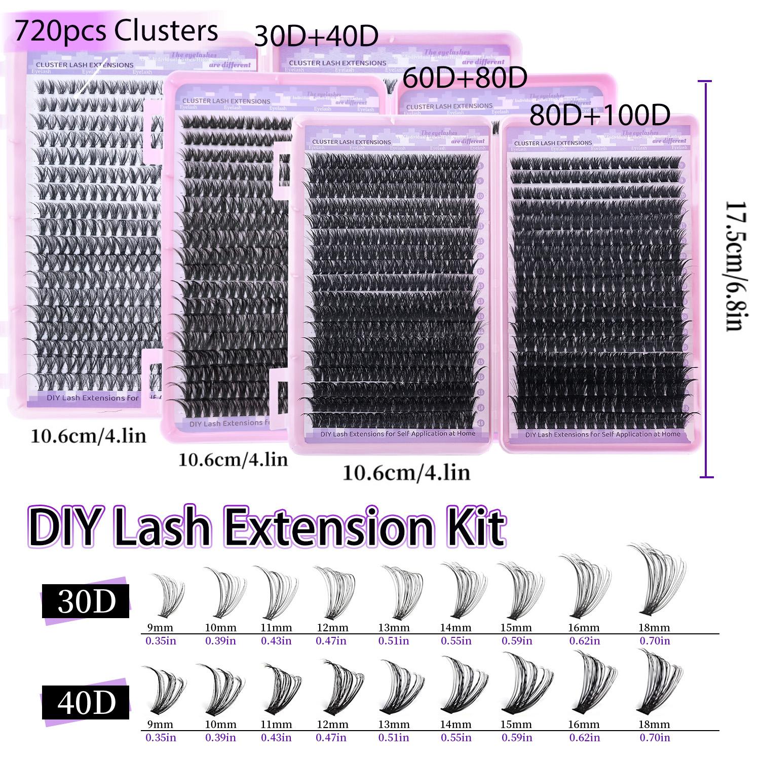 3/9 Boxes/set Wispy Lash Cluster, 720/672 Clusters DIY Eyelash Extensions, 9–18 mm Mixed Length with 30D+40D/60+80D Natural Density, Beginner-Friendly Reusable D/C Curl Lashes