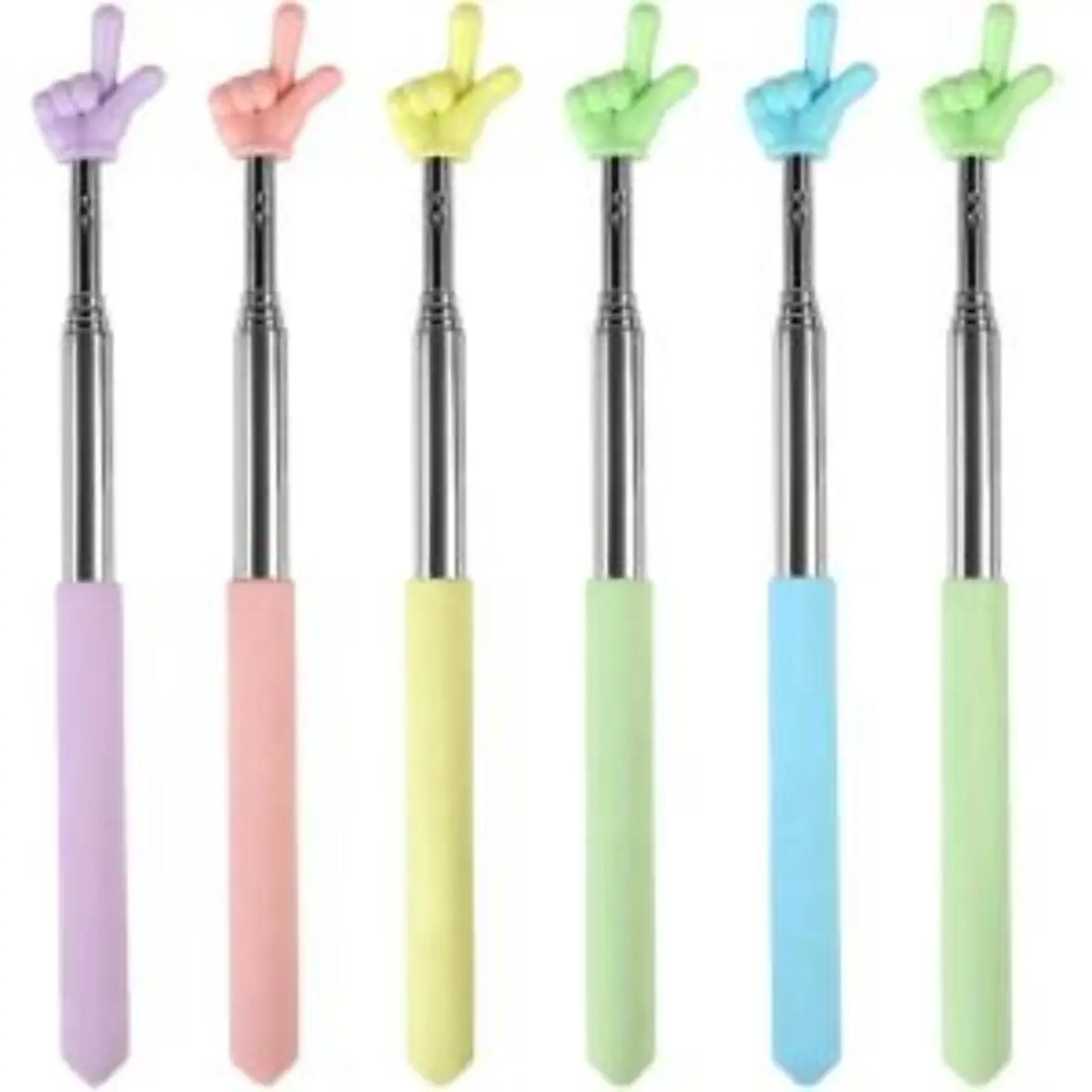 6Pcs ABS-Steel Extendable Finger Pointer Sticks, Vivid Colors, Indoor Recreation Tool, Classroom Teacher Supply, Gift-Ready Item