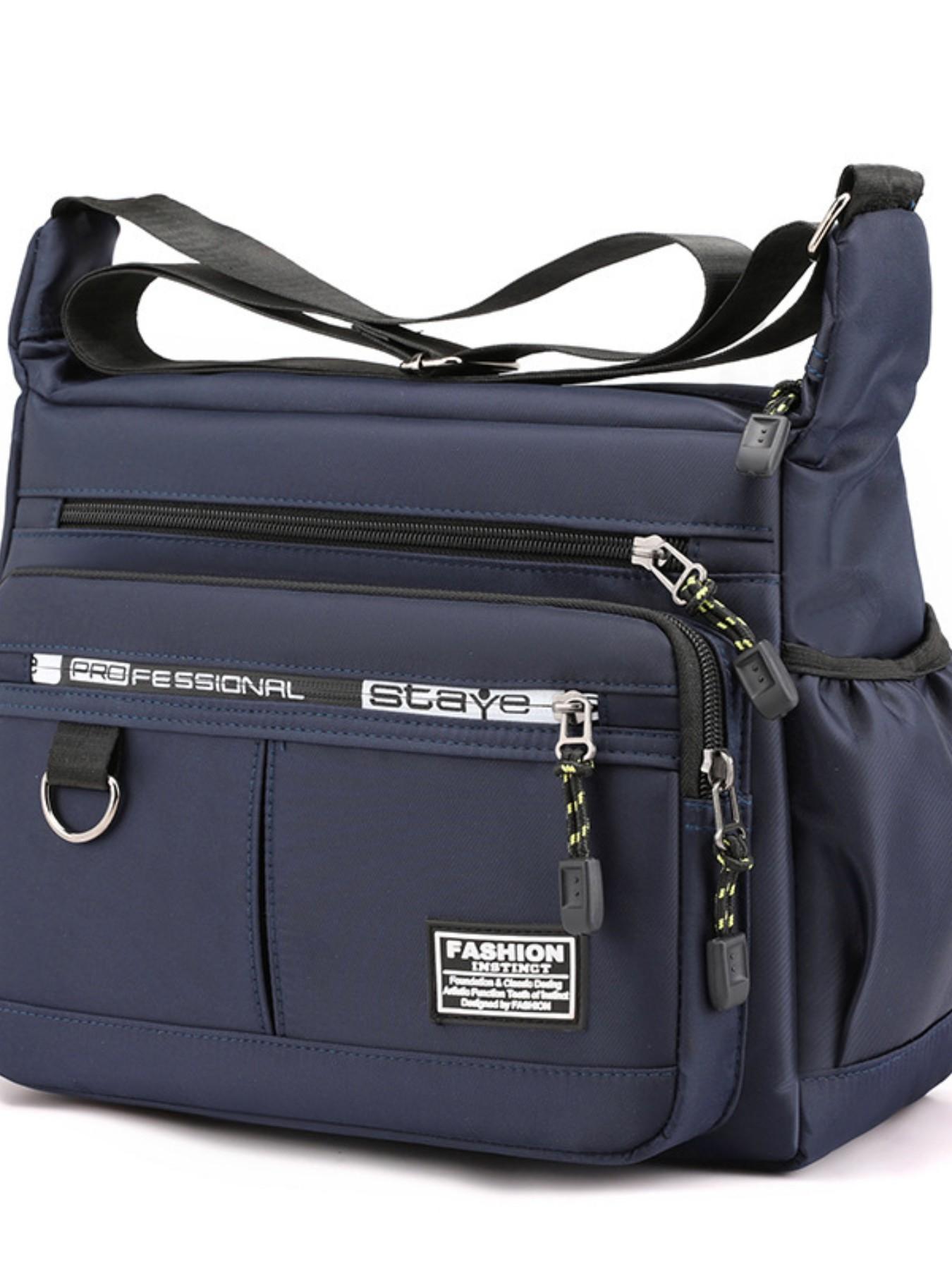 Large Capacity Men's Crossbody Bag, Durable Waterproof Multi-Pocket Business Shoulder Bag, Outdoor Commute Backpack for Men