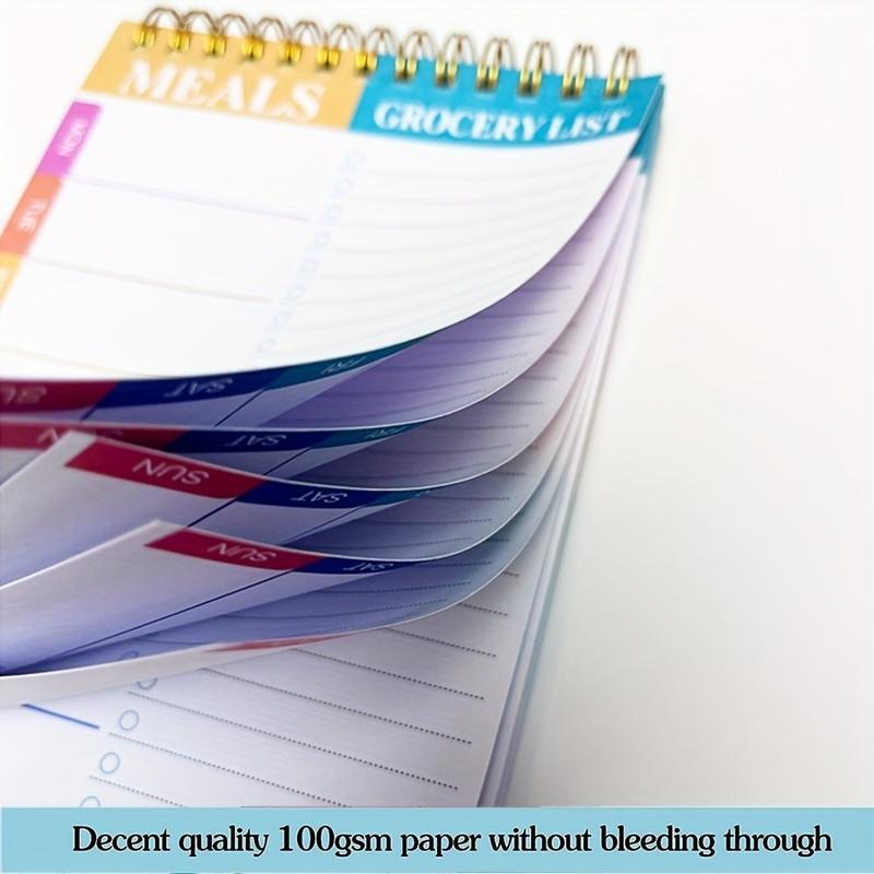 Weekly Meal Planner Board 5.6x8.5 Inches 90 Pages Spiral Bound Planner, Daily & Weekly Plan Organizer, Convenient Grocery List Tear-Off Sheets