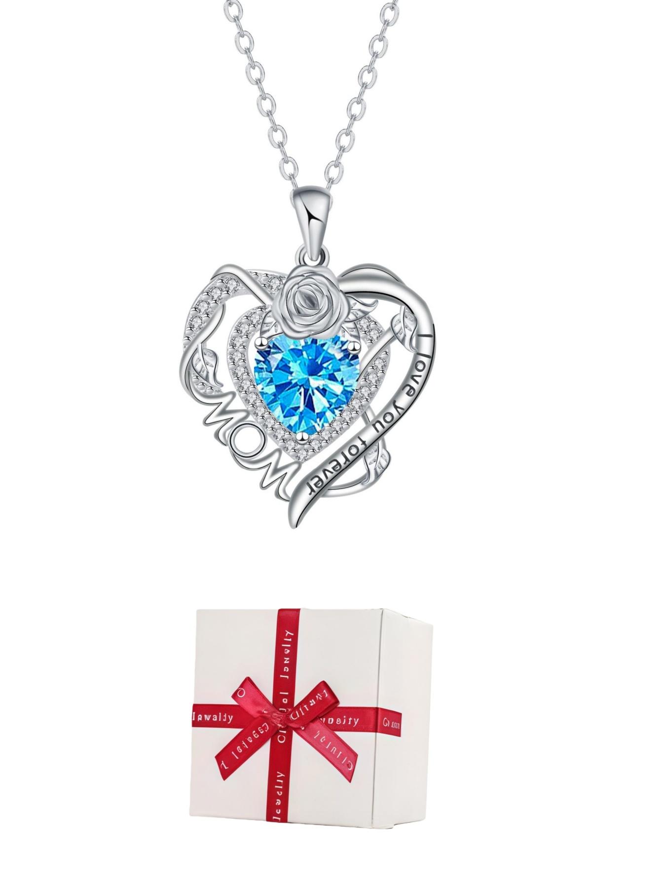 Rose Heart Forever Mom Original heart-shaped rose pendant, elegant and versatile simple clavicle necklace.Paired with an apple-shaped preserved rose jewelry gift box.Ideal gift for birthdays, Mother’s Day, Valentine’s Day and Christmas.