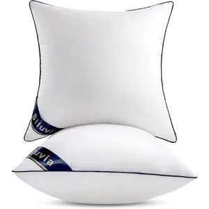 18"x18" Pillow Inserts Set of 2 Decorative Square Throw Pillows with 100% Cotton Cover for Sofa, Couch, and Bed - White