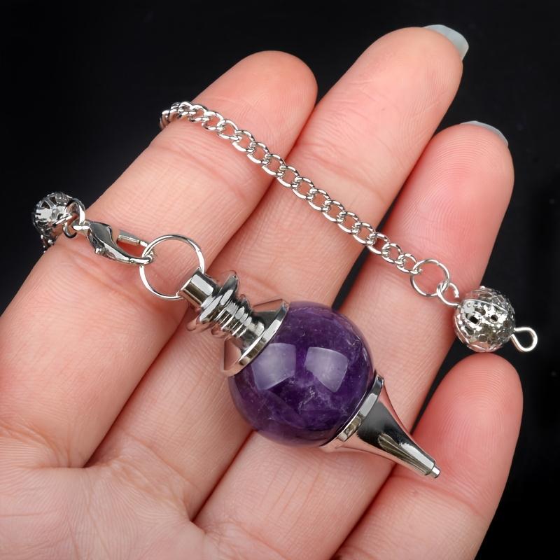 4Pcs/Set Natural Crystal Agate Sphere Pendulum Pendants, Detachable 3-Piece Hanging Chain Set, Divination Dowsing Tool, Yoga Meditation Jewelry Gift for Spiritual Lovers
