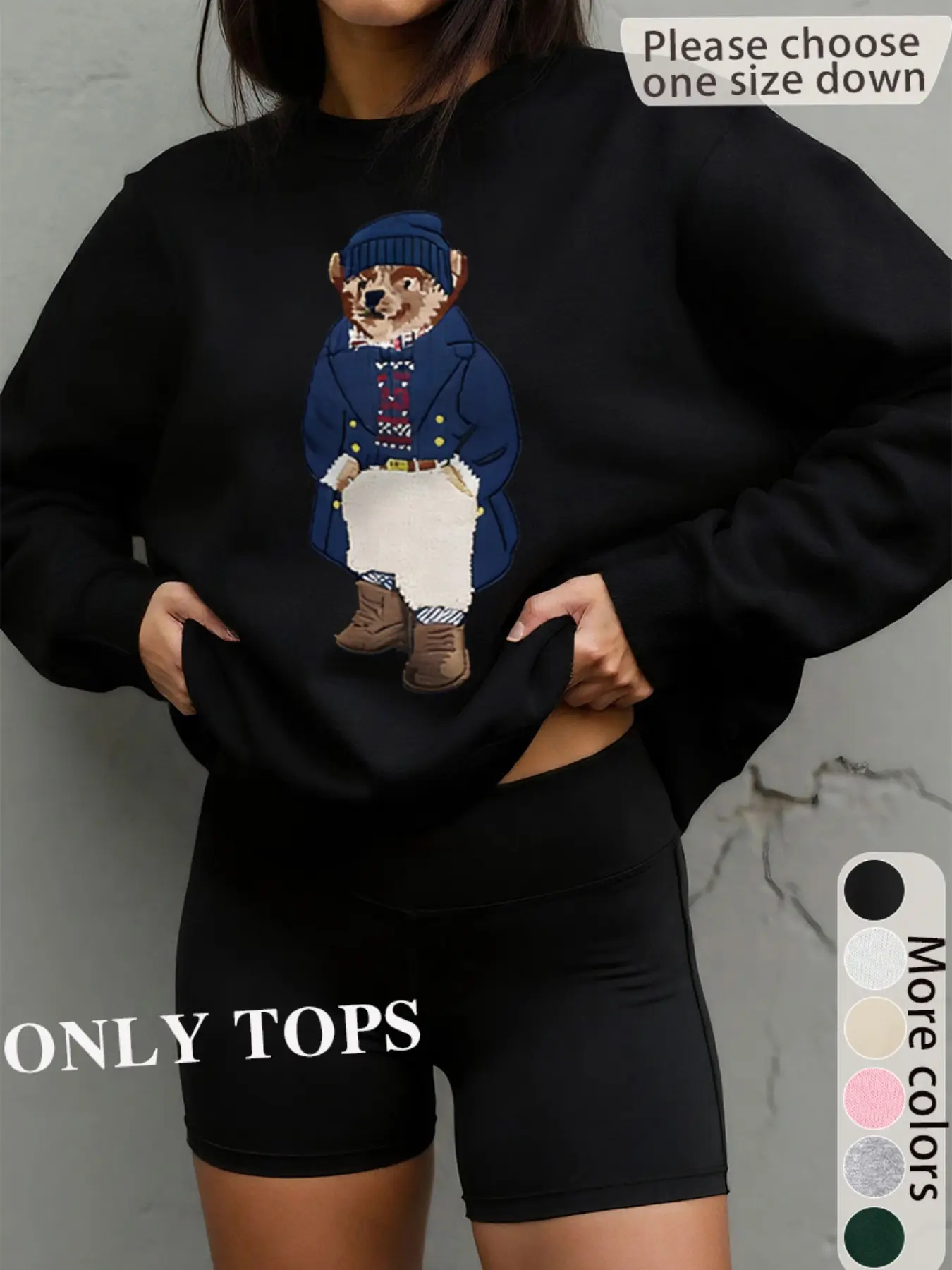 Women's Autumn & Winter Daily Cartoon Bear Crew Neck Long Sleeve Sweatshirt Home Work Outdoor City Regular Trend Casual Elegant Youth Simple Versatile Texture Temperament Natural Literature Art