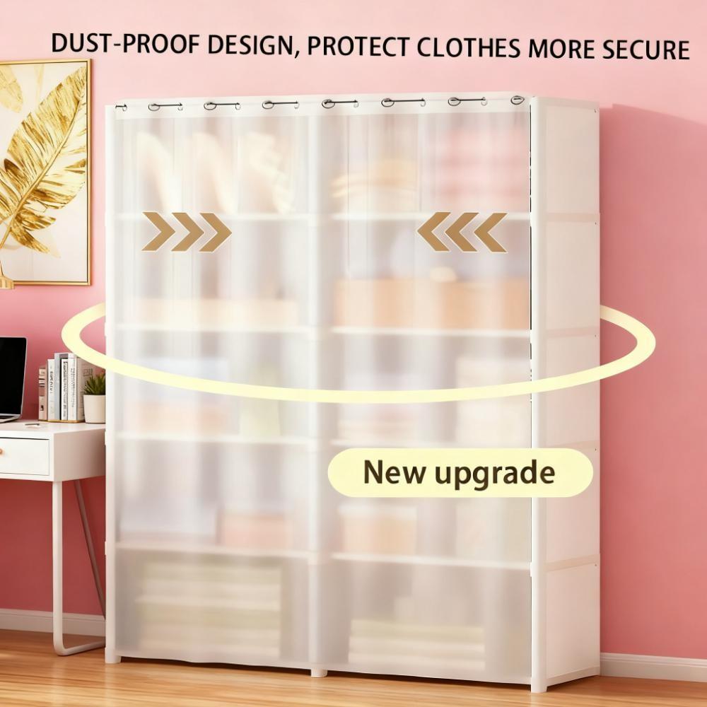 High Metal and Plastic Storage Cabinet with Dust Cover, Ideal for Clothes, Shoes, Accessories, Modern Durable Organizer, Installable Closet System