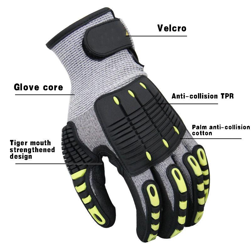 Men's Cut-Resistant Anti-Slip Safety Work Gloves With Grip, Glass Handling, Construction Safety, 5-Level Impact Resistance, Tpr Palm Protection