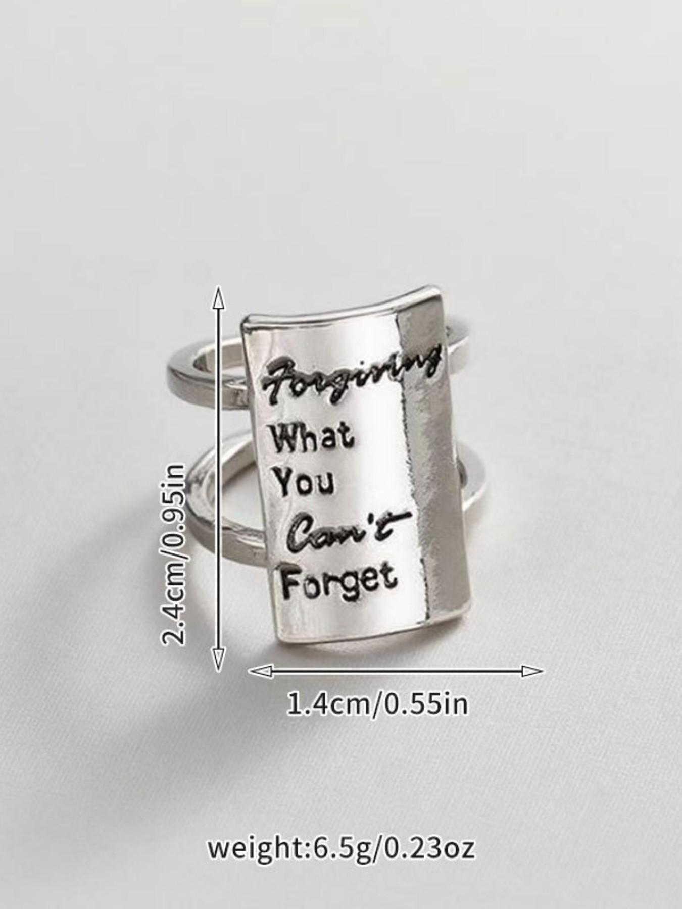 European and American Open Rectangle Letter Memorial Ring, Gratitude Release Kindness Ring, Casual Alloy Chain Material, All Seasons