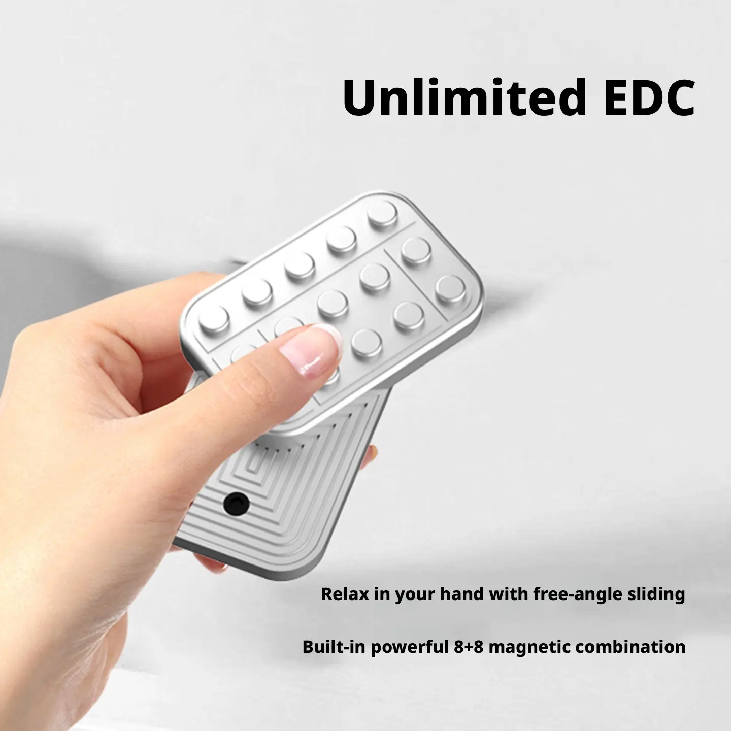 Zinc Alloy Building Block Texture Push Card Fidget Toy, Portable 2-in-1 EDC Slider & Finger Spinner, All-Metal Pocket Stress Relief Hand Gadget