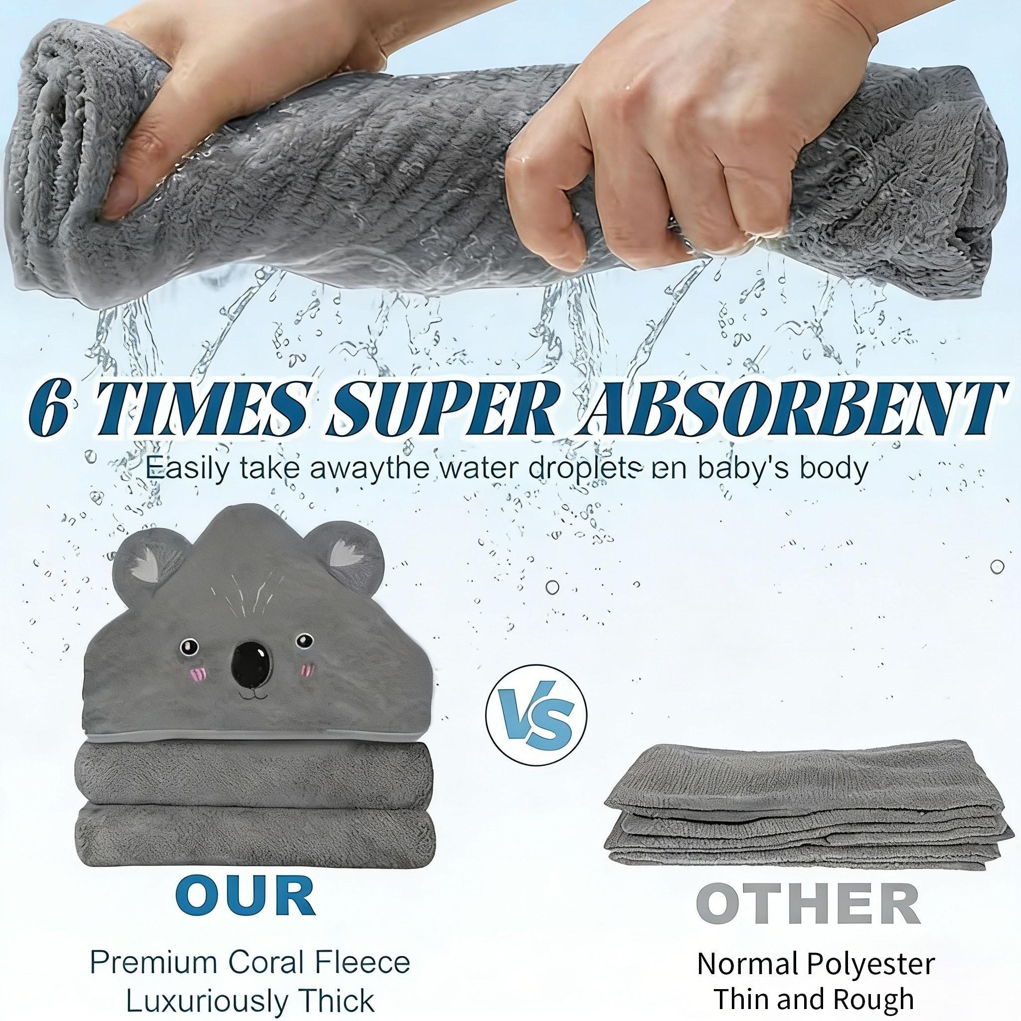 Baby Hooded Bathrobe, Cartoon Animal Design, Soft Coral Fleece, Skin-Friendly, Infant Toddler Towel Wrap, 1pc