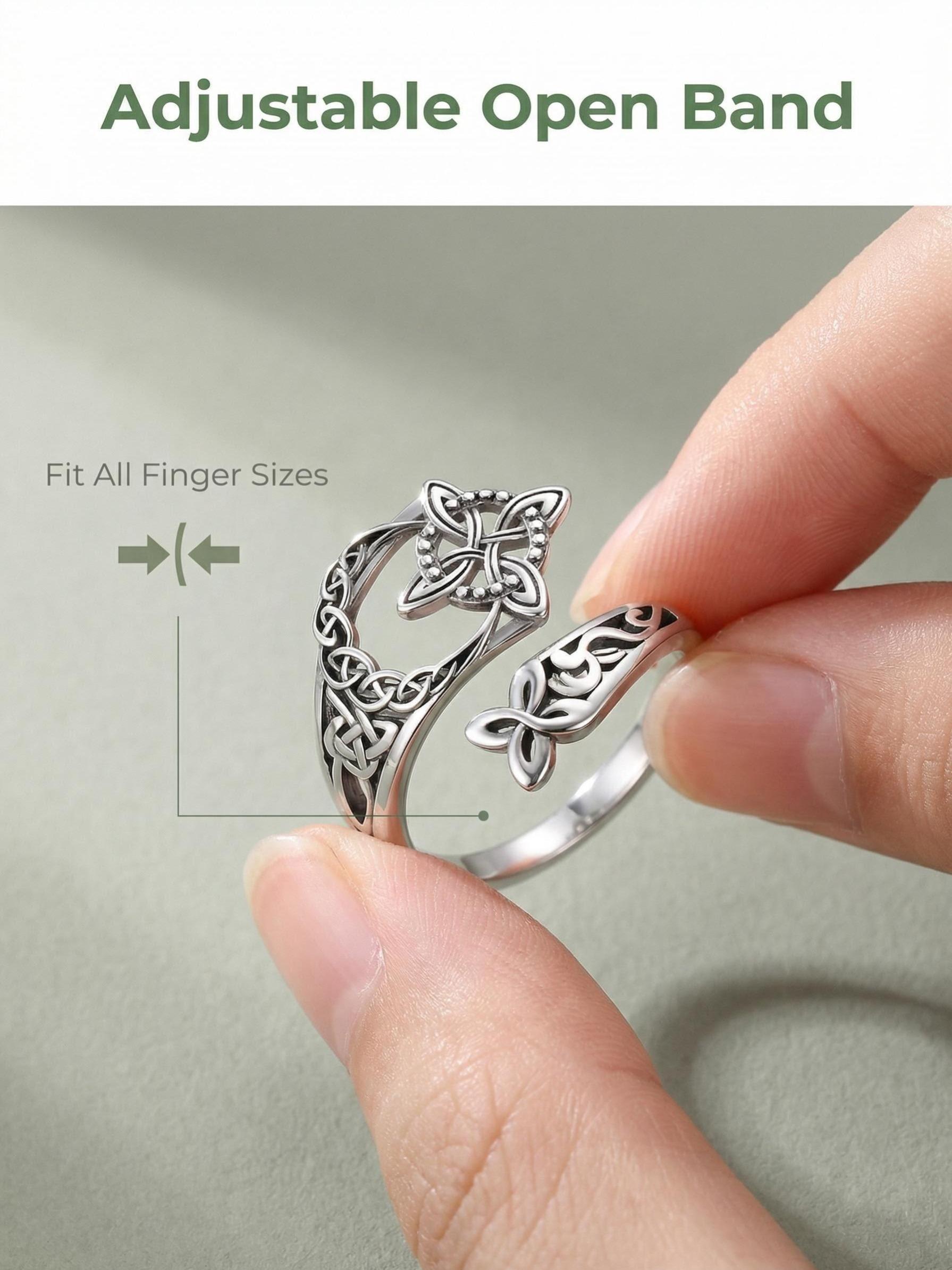 Celtic Knot Ring, Witch Knot Ring, Adjustable Open Ring, Hecate Ring, Pagan Witchcraft Protection Jewelry, Women's Ritual Gift