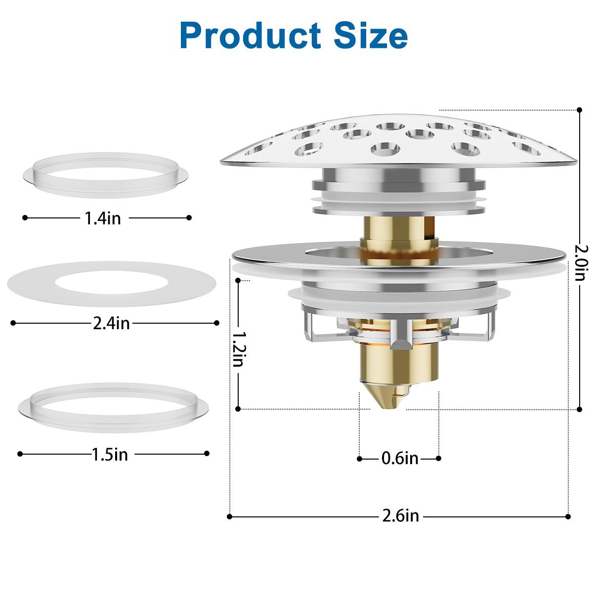 Stainless Steel Bathtub Drain Stopper, Pop-up Drain Stopper, Bathroom Bathtub Plug, Drain Protector for 1-1/2 To 1-3/4" Bath Drain Hole, Easy Installation, Home Goods