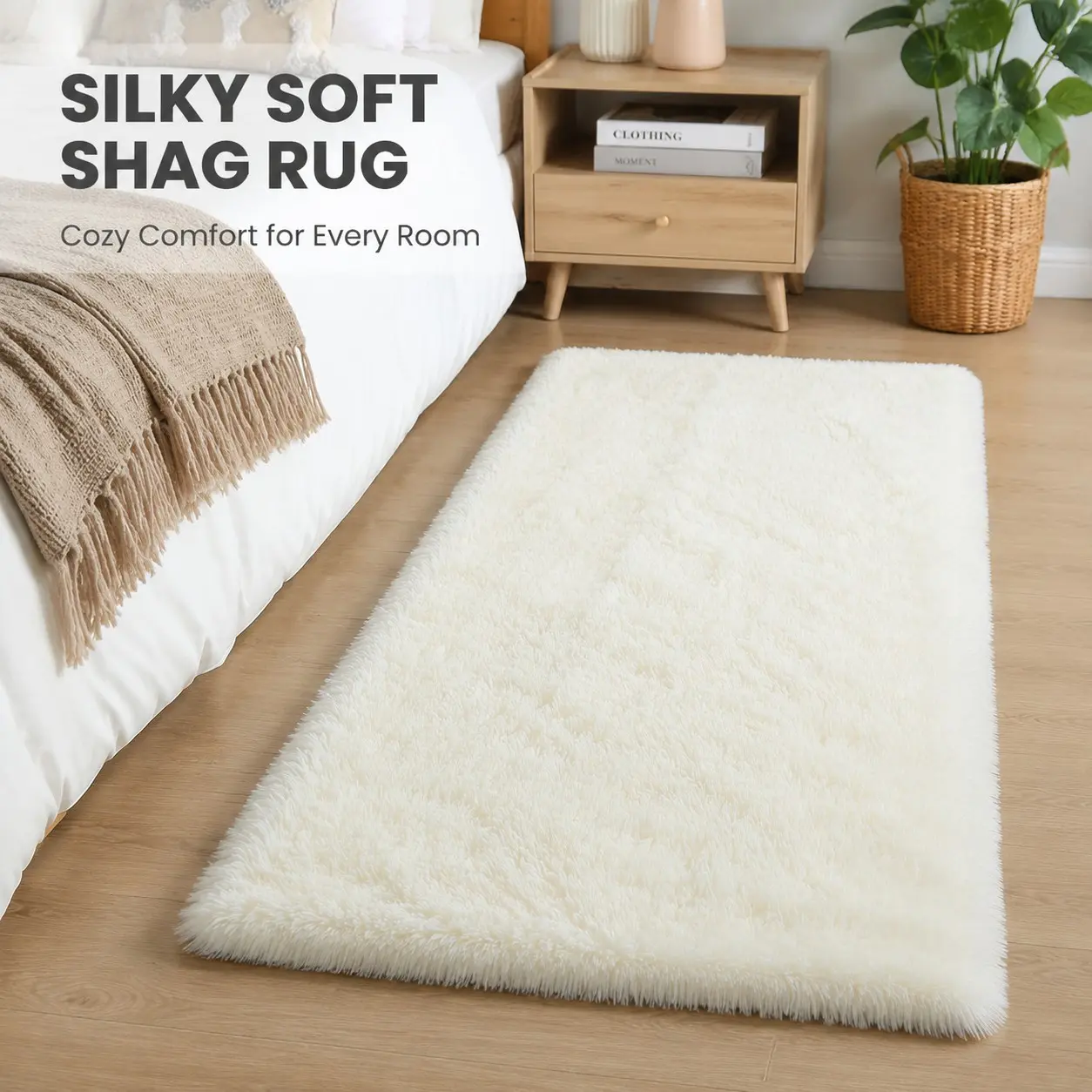 Carpet Bedroom Silk Hair Full Coverage Room Bedside Rug, Fluffy Long Hair Living Room Coffee Table Mat, Light, Fluffy Area Rugs