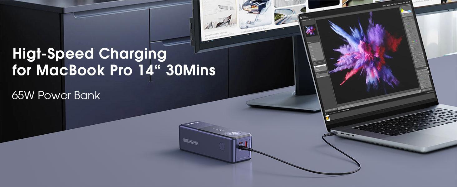 Laptop Portable Power Bank-EnergyQC  24,000mAh/27,000mAh  Fast Charging Battery Pack with USB C Outputs & Inputs Compatible with iPhone 16/15/14/13 Series, Samsung, Dell, and More