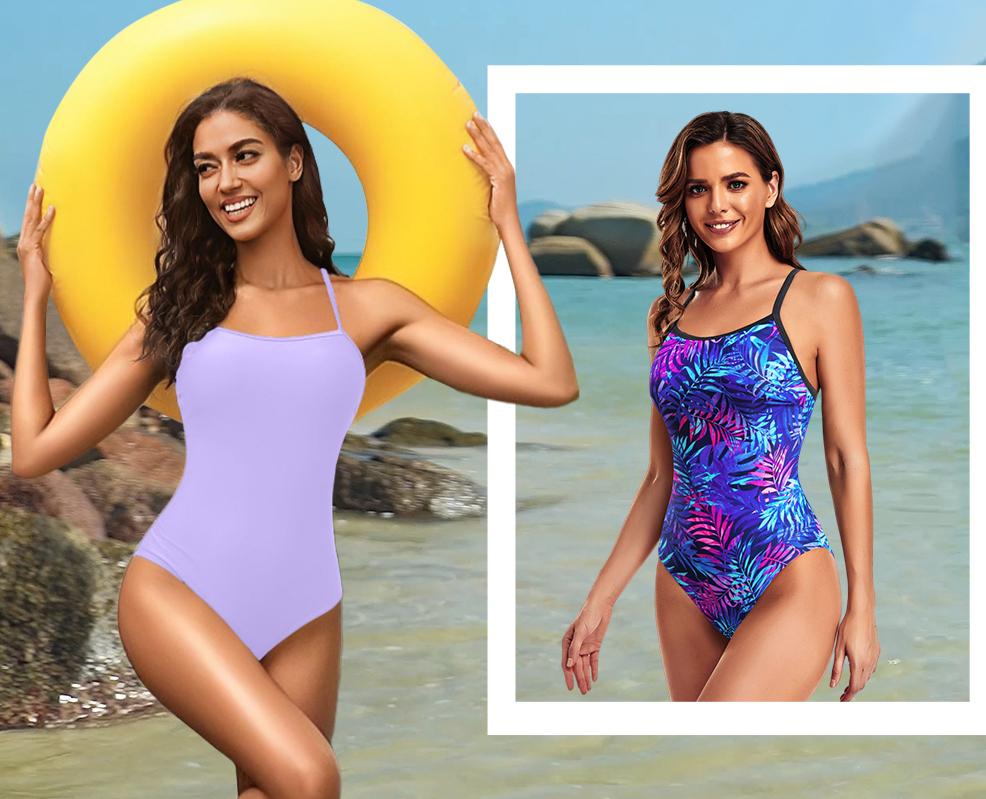 Tempt Me Athletic One Piece Swimsuits for Women Training Sport Tummy Control Bathing Suits