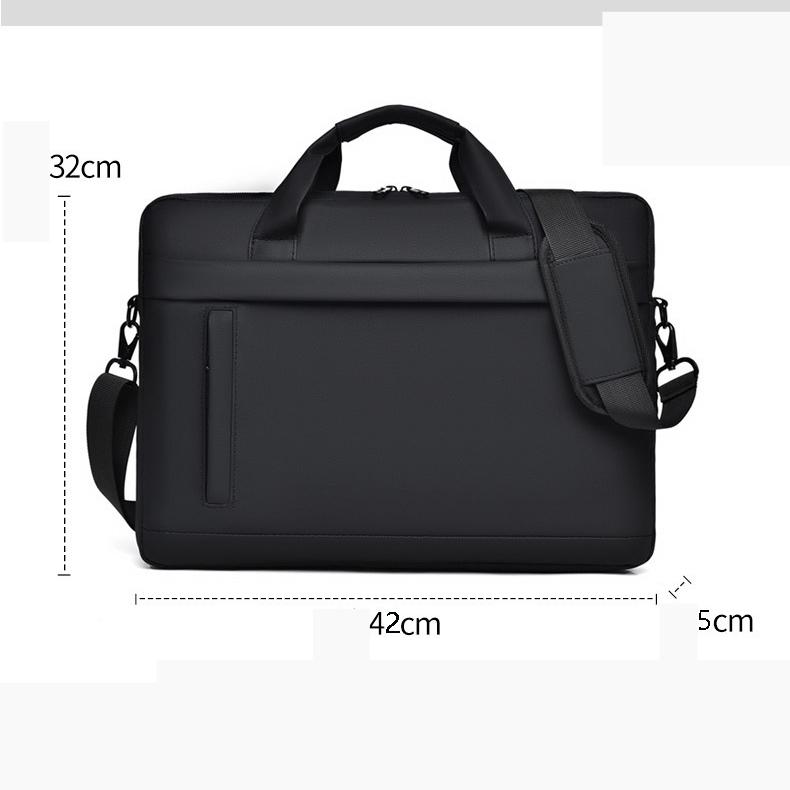 Waterproof Laptop Briefcase - Sporty Chic Woven Fabric Business Handbag with Detachable Strap, Multi-Pockets, Zipper for Office Work, Business Casual Use