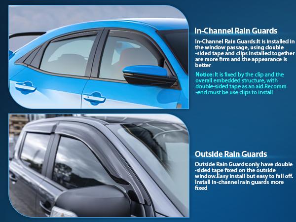 Nilight Durable in Channel Rain Guards for Honda Civic Hatchback HB LX Sport Touring EX-L 2022 2023 2024 Window Deflectors, Vent Window Visors-4pcs Car Accessories Vehicle  dealsforyoudays