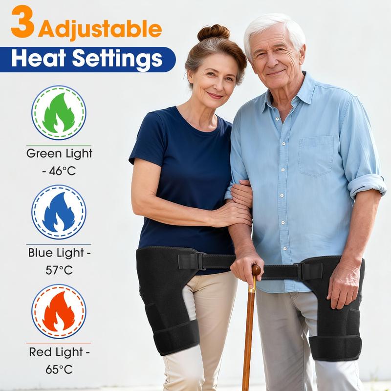 Light Heat Hip & Thigh Wrap, 660nm LED Bulbs, 3 Modes, Hip Heating Pad, Hip Joint Heating Massager, USB Powered（Battery not Include）
