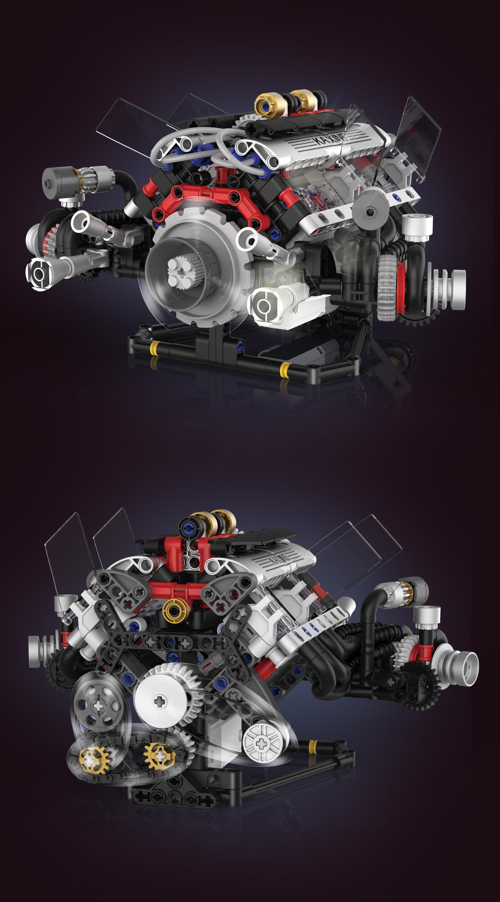 F1 Engine Building Kit, Stem Educational Toy with APP & Remote Control, Visible Gears & LED Lights, Ideal for Adults & Teens, Collectible Home Decor