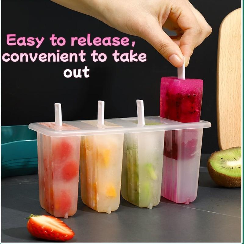 2-Pack 4-Cavity Large Ice Pop Molds with Lid, Food-Grade Popsicle Molds, Easy Release & Anti-Flavor Transfer, BPA-Free Leakproof, Perfect for Summer DIY Homemade Ice Cream, Yogurt Sticks, Frozen Fruit Bars, Home Kitchen Party Frozen Treat Maker