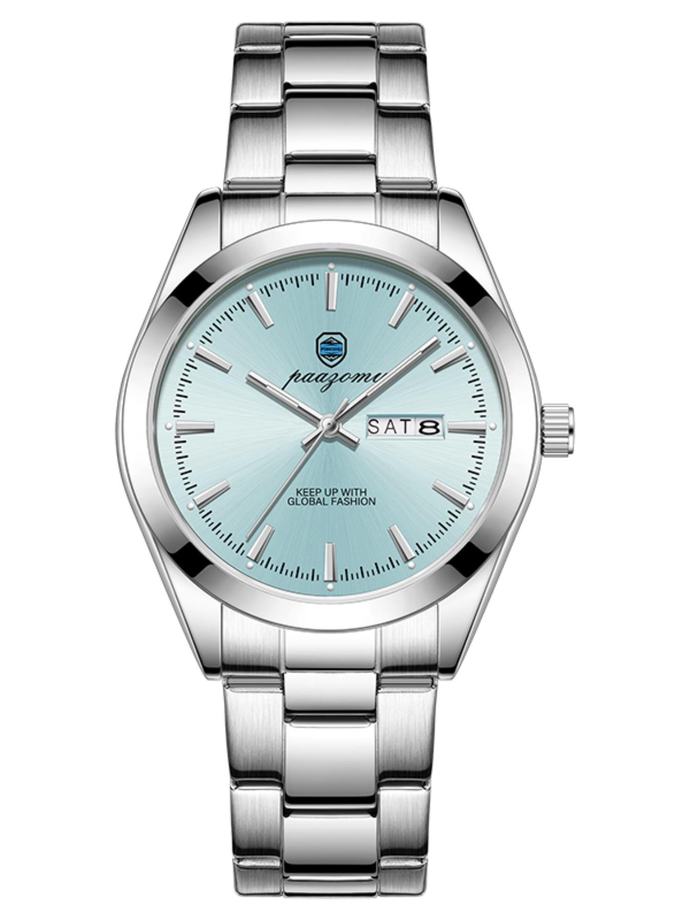 Paazomu Men's Business Watch, Stainless Steel, Interchangeable Straps, Ultra Thin, Japanese Quartz Movement, 1 Set, Men's Watch, Reloj Hombre