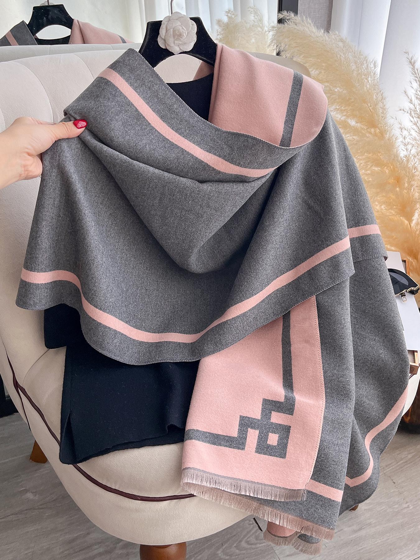 Women's Elegant Fall Winter Scarf, Dual-Sided Plain Woven Shawl, Warm Fashion Accessory for Casual & Formal Wear