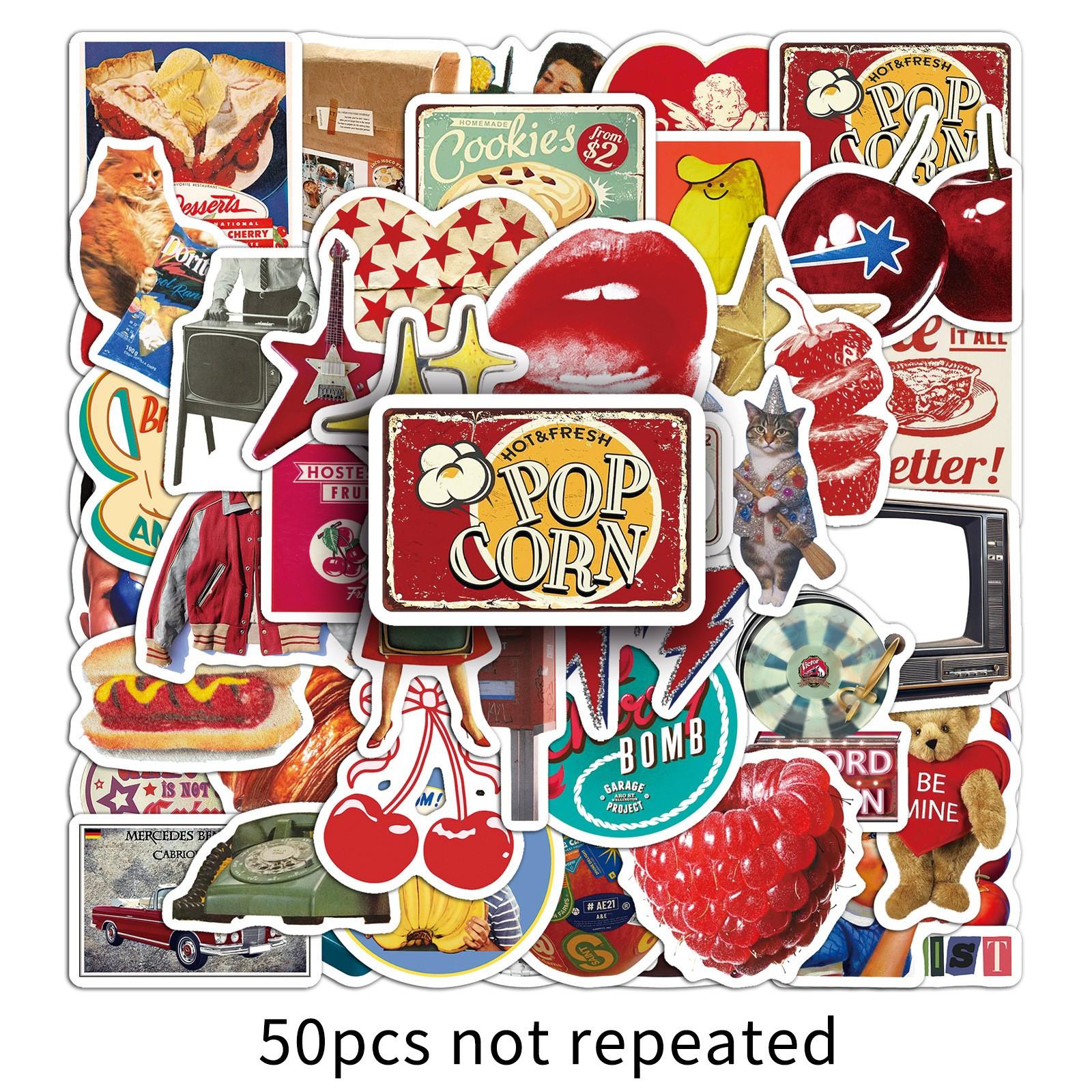 50 Pieces American Retro Graffiti Stickers, Cartoon Creative Collage Decorations, Phone Case Skateboard Notebook Stickers