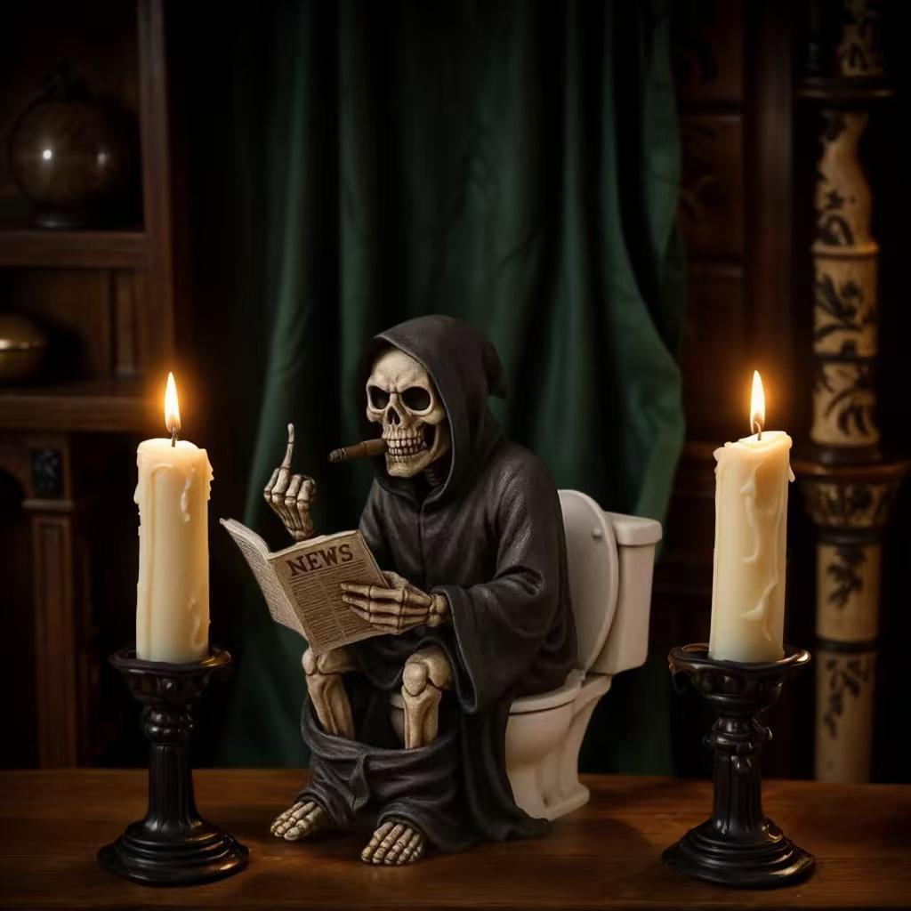 Gothic Resin Death Statue  Gothic Style, Halloween Home Decor, Shelf Decoration, Lightly Terrorizing Gift Idea, Moody Atmosphere, Matte Finish