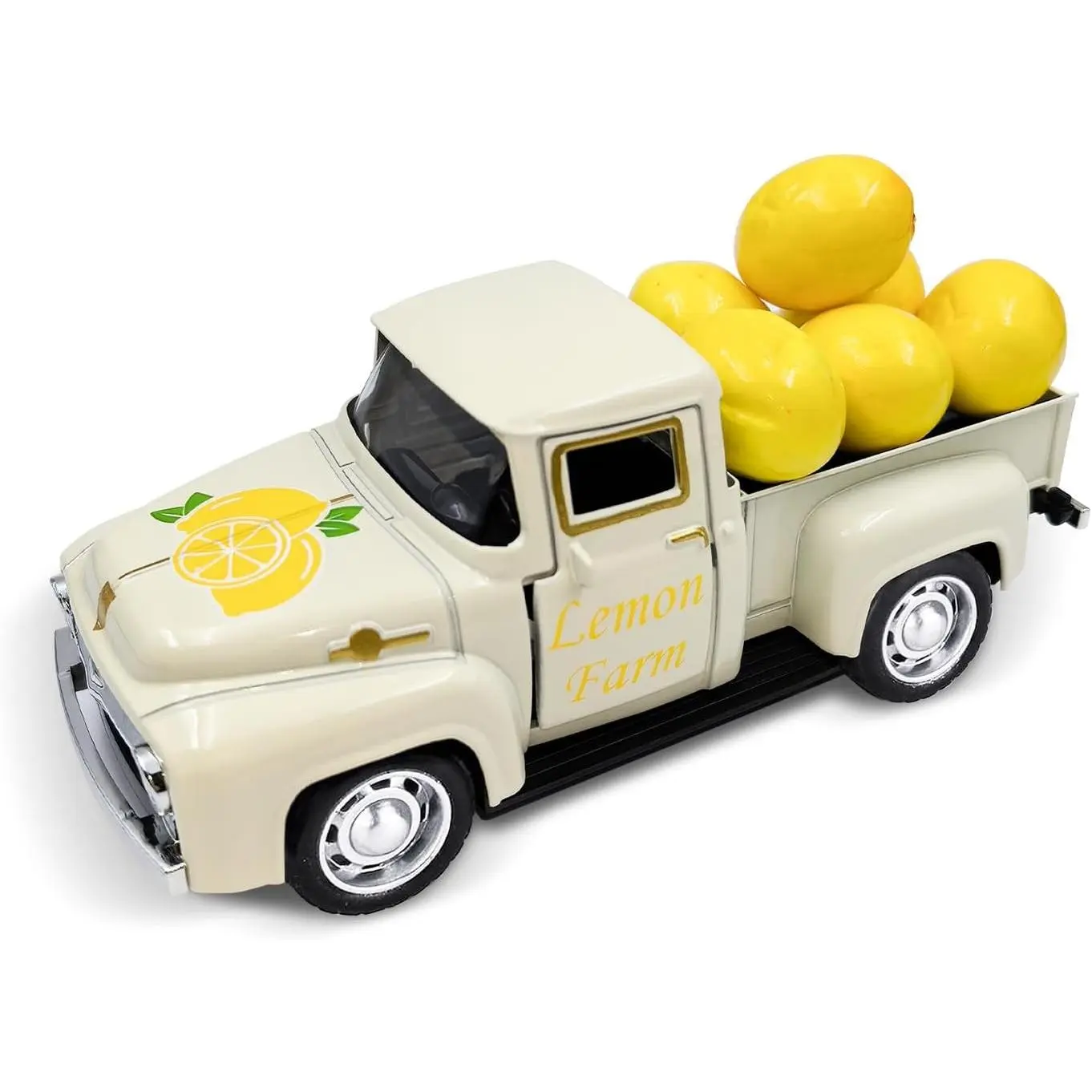 Paint Cream Mini Fake Lemon Set - Home Kitchen Farmhouse Decoration Accessory, Tabletop Centerpiece Topper, Summer Tiered Tray Gift