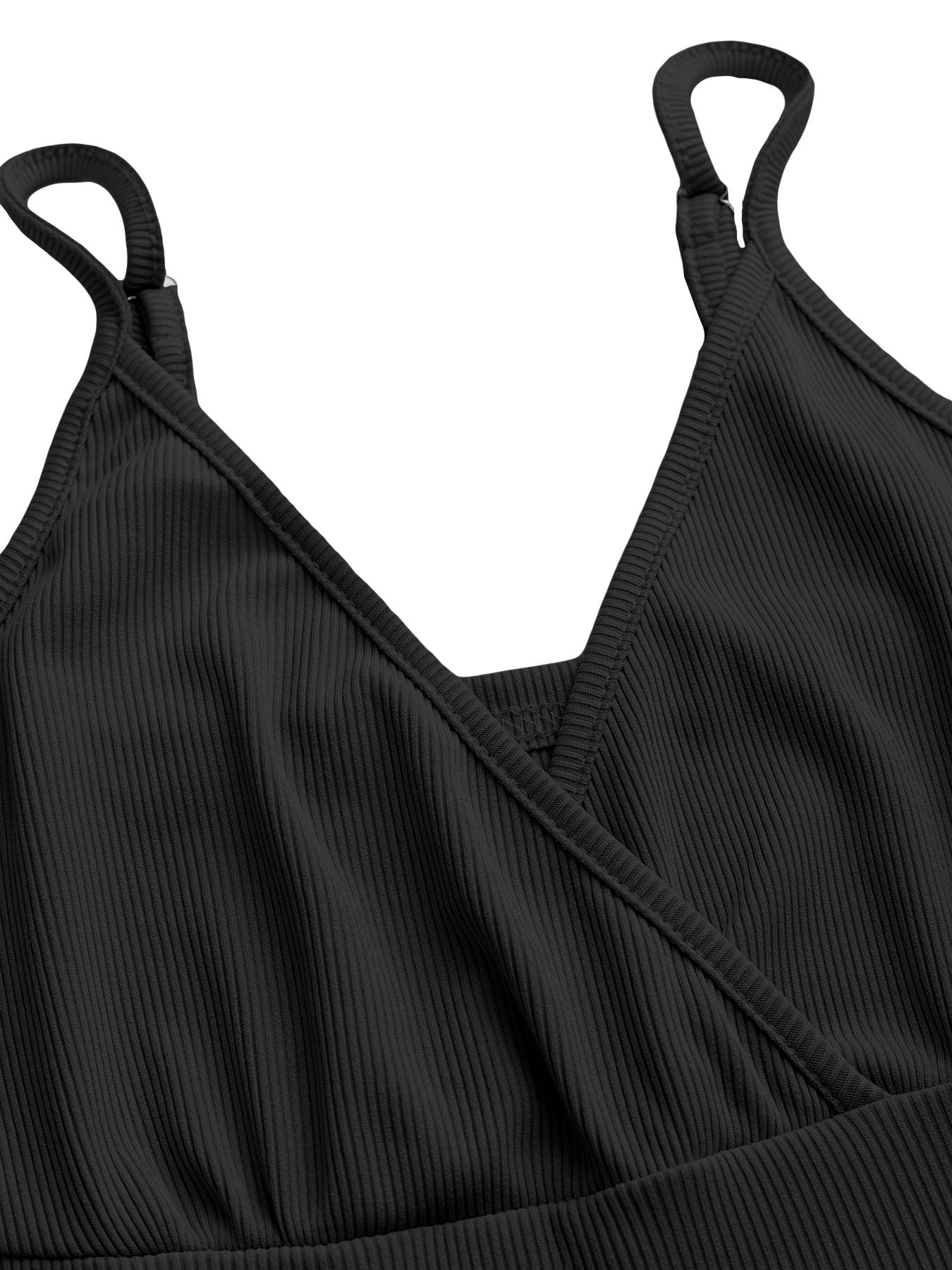 Women's Plain Backless Wrap Cami Romper, Casual Adjustable Spaghetti Strap Sleeveless Wide Leg Romper, Summer Outfits 2026, Minimalist Ladies Clothes for Daily Wear
