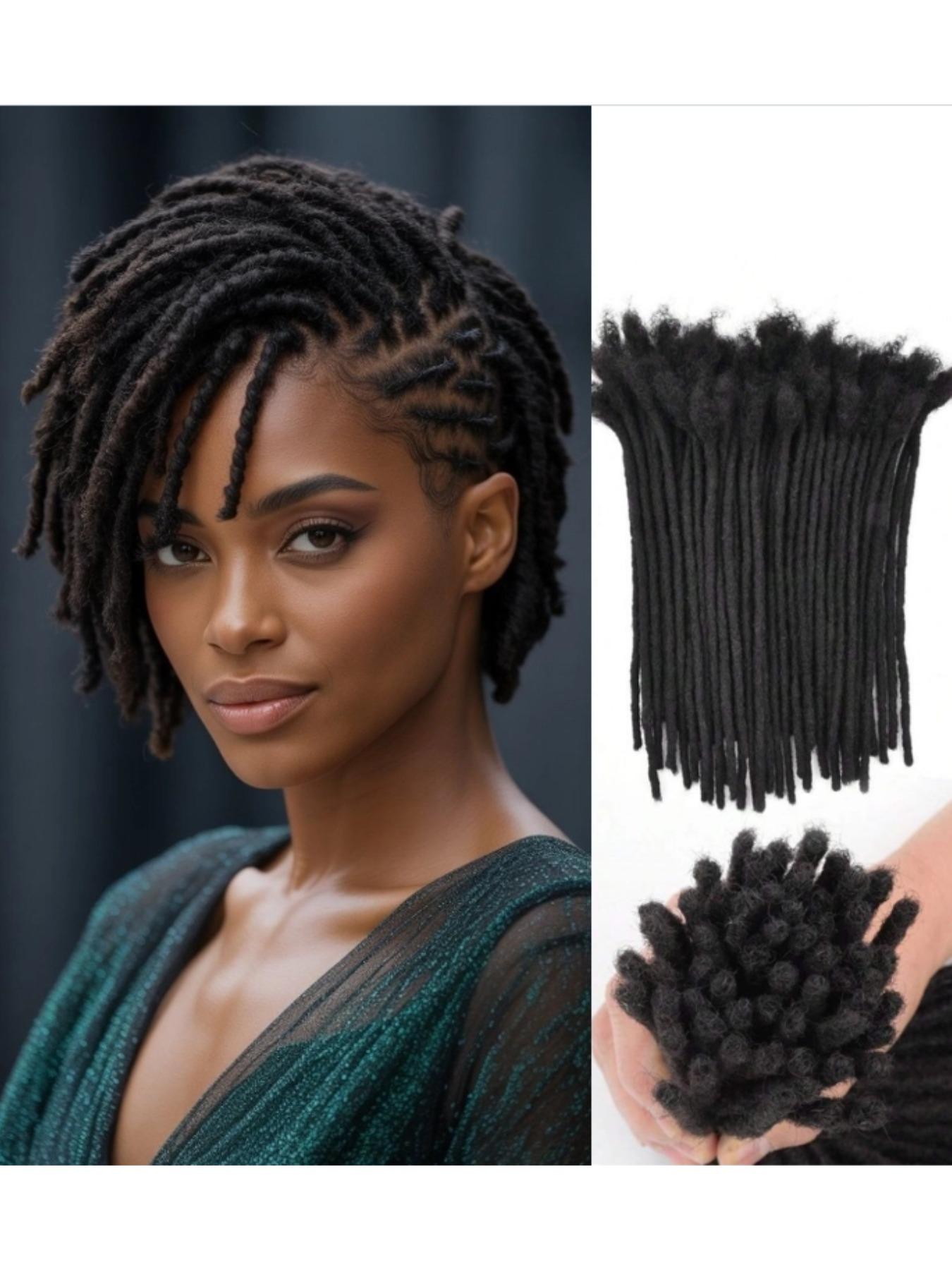 Interlocking Loc Extensions Human Hair for Women Men Full Handmade Permanent Dreads Locs, 0.6cm Width 100% Human Hair Dreadlock Extensions, Soft Human Hair Dreads Extensions, Natural Black (4-16 inch 10-100 Strands, 1B 0.6cm)