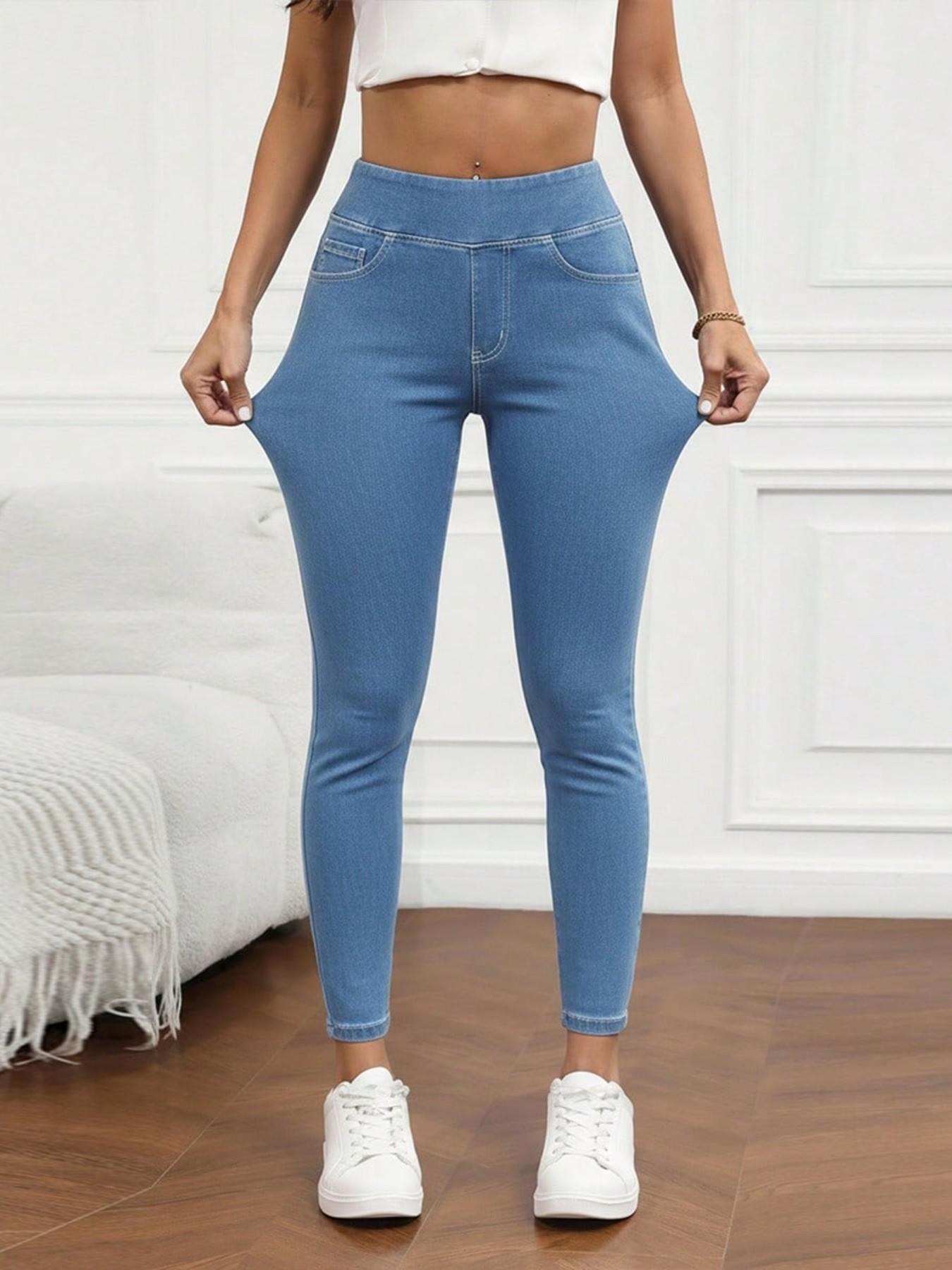 Women's High-Waisted Compression Denim Long Pants, Ultra-Elastic Waistband, Stretchy Slim Fit Streetwear, Casual Jeans Women's High-Waisted Compression Denim Long Pants, Ultra-Elastic Waistband, Stretchy Slim Fit Streetwear, Casual Jeans