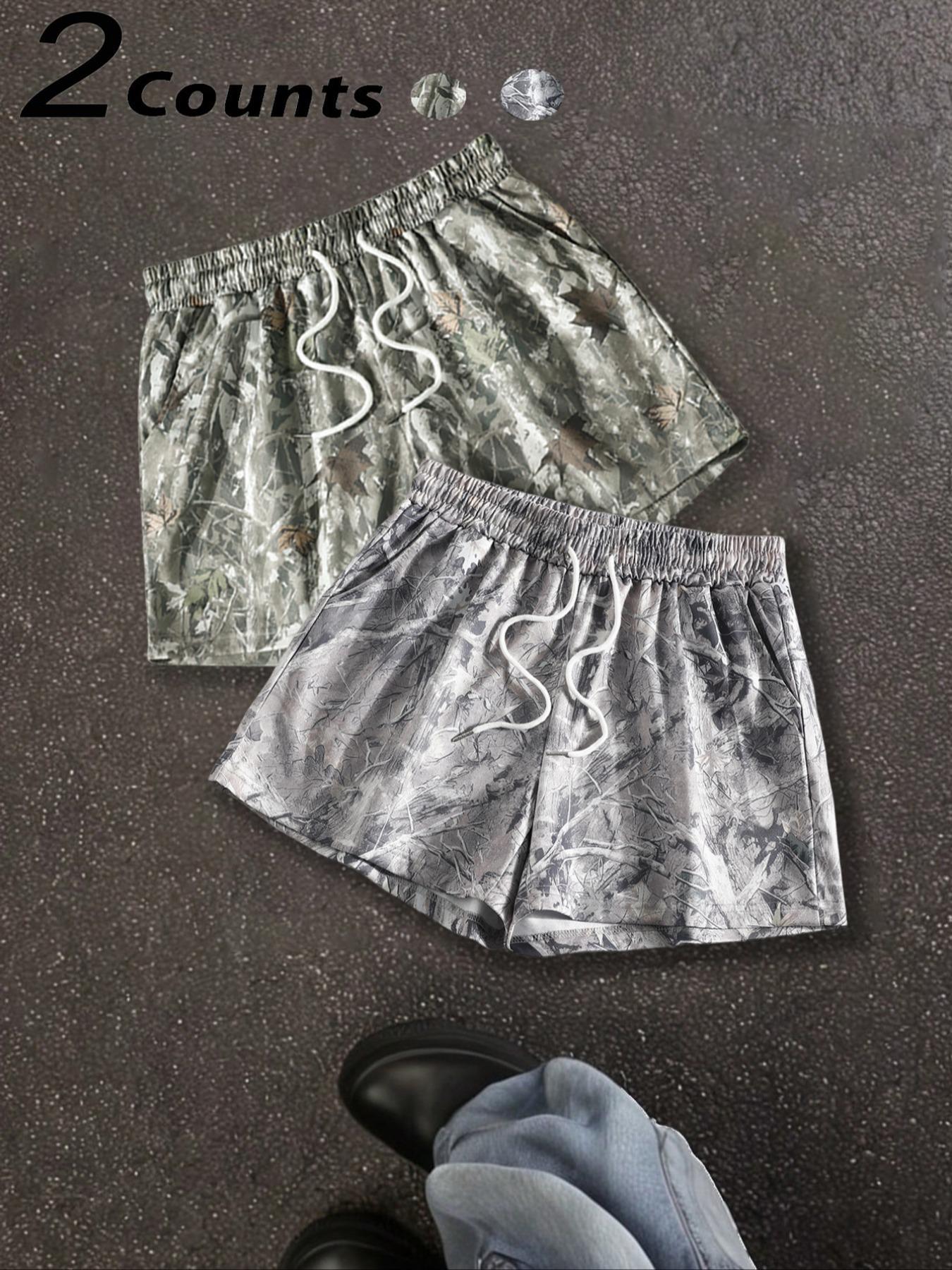 Unisex's Camo Leopard Print Fit Shorts, Casual Comfy Breathable Elastic Sporty Shorts for Summer, Women's Bottoms Womenswear for Daily Wear