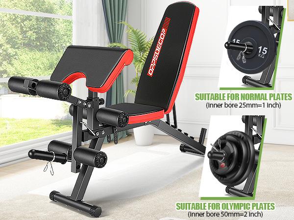 OPPSDECOR 800LBS Adjustable Weight Bench, Workout Bench for Home Gym, Weight Bench with Leg Extension and Leg Curl, Preacher Curl Bench, Gym Bench Exercise Bench