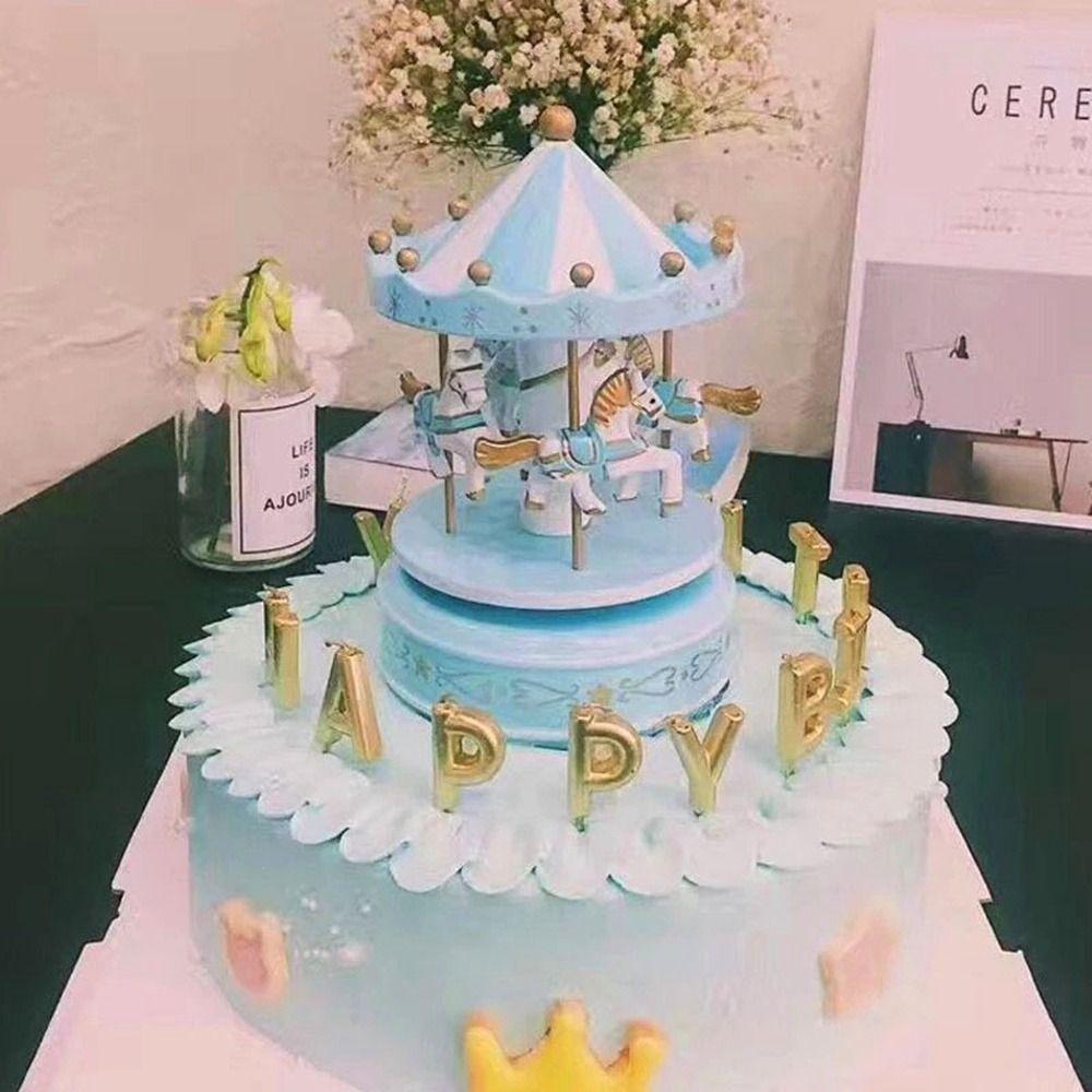 Merry-go-round Music Boxes Plastic Carousel Horse Musical Box Horse Roundabout Musical Box Baby Room Decor Girls Birthday Gifts