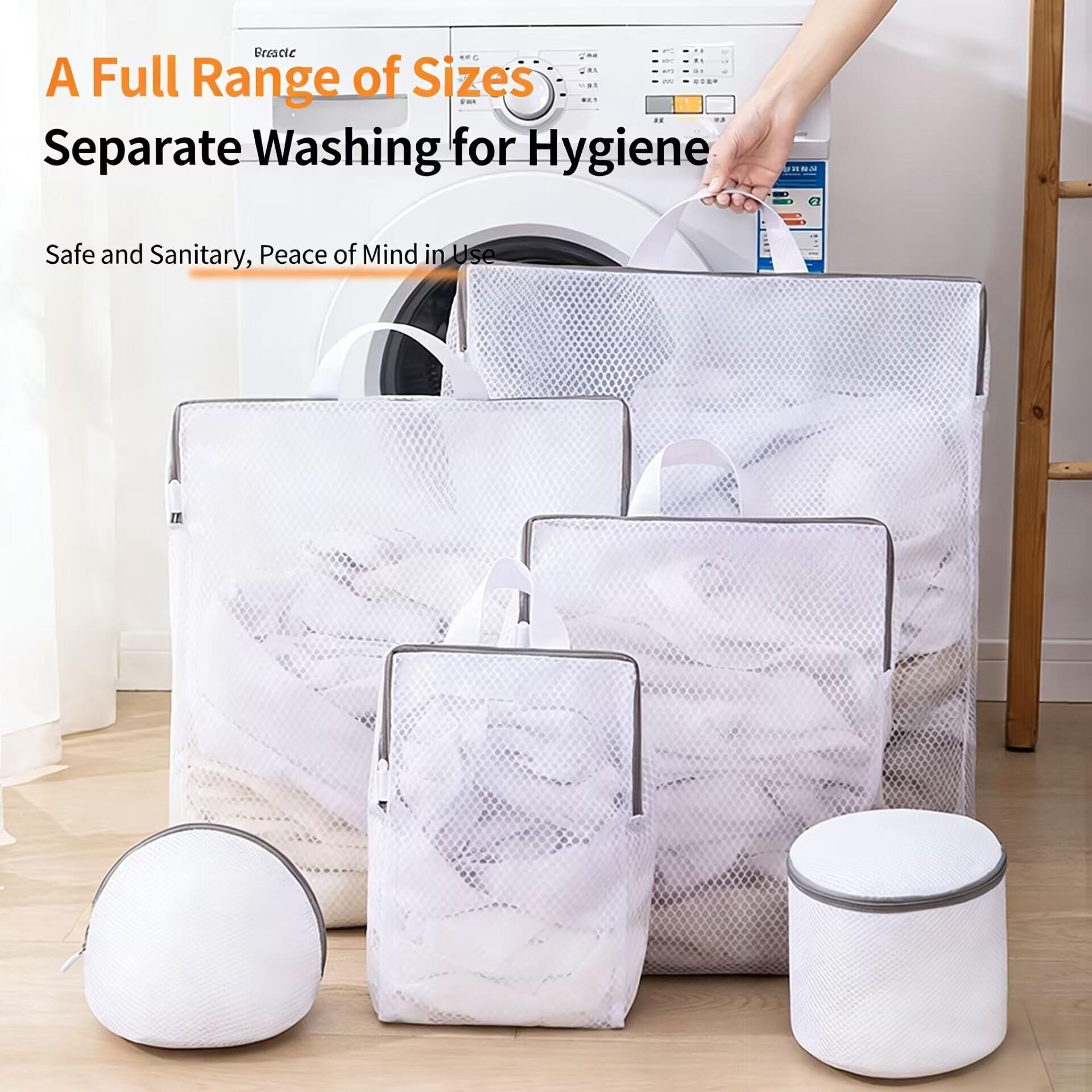 Mesh Laundry Bag with Zipper, Upgrade 3D Laundry Bag, Hand Extraction Mesh Bag, Washing Machine Filter Net, Anti-Deformation Laundry Bag