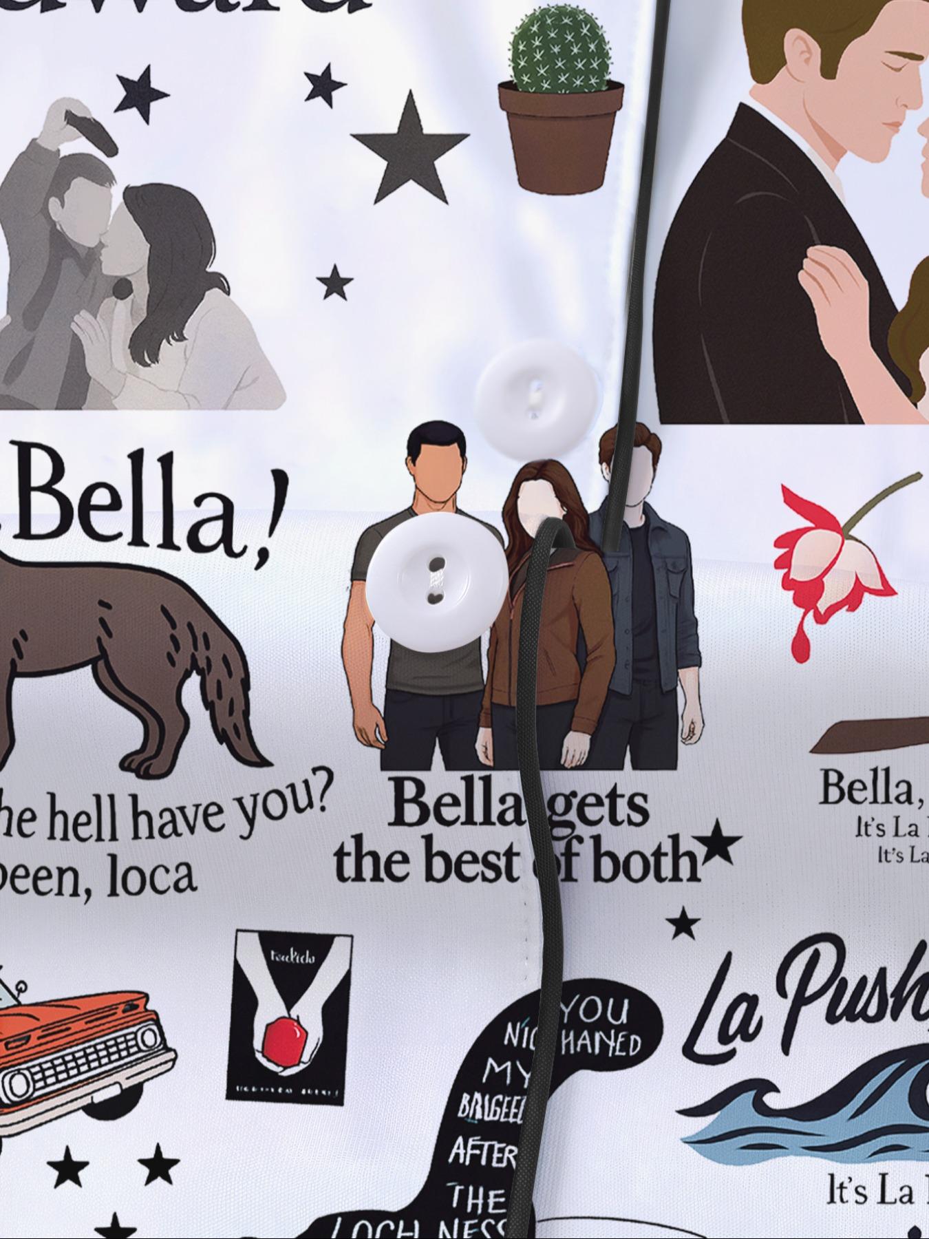 【Valentine's Day Pajamas】 Set, Twilight Print Couple Women Sleepwear, Short Sleeve Button-Up Top & Elastic Shorts, Casual Home Wear