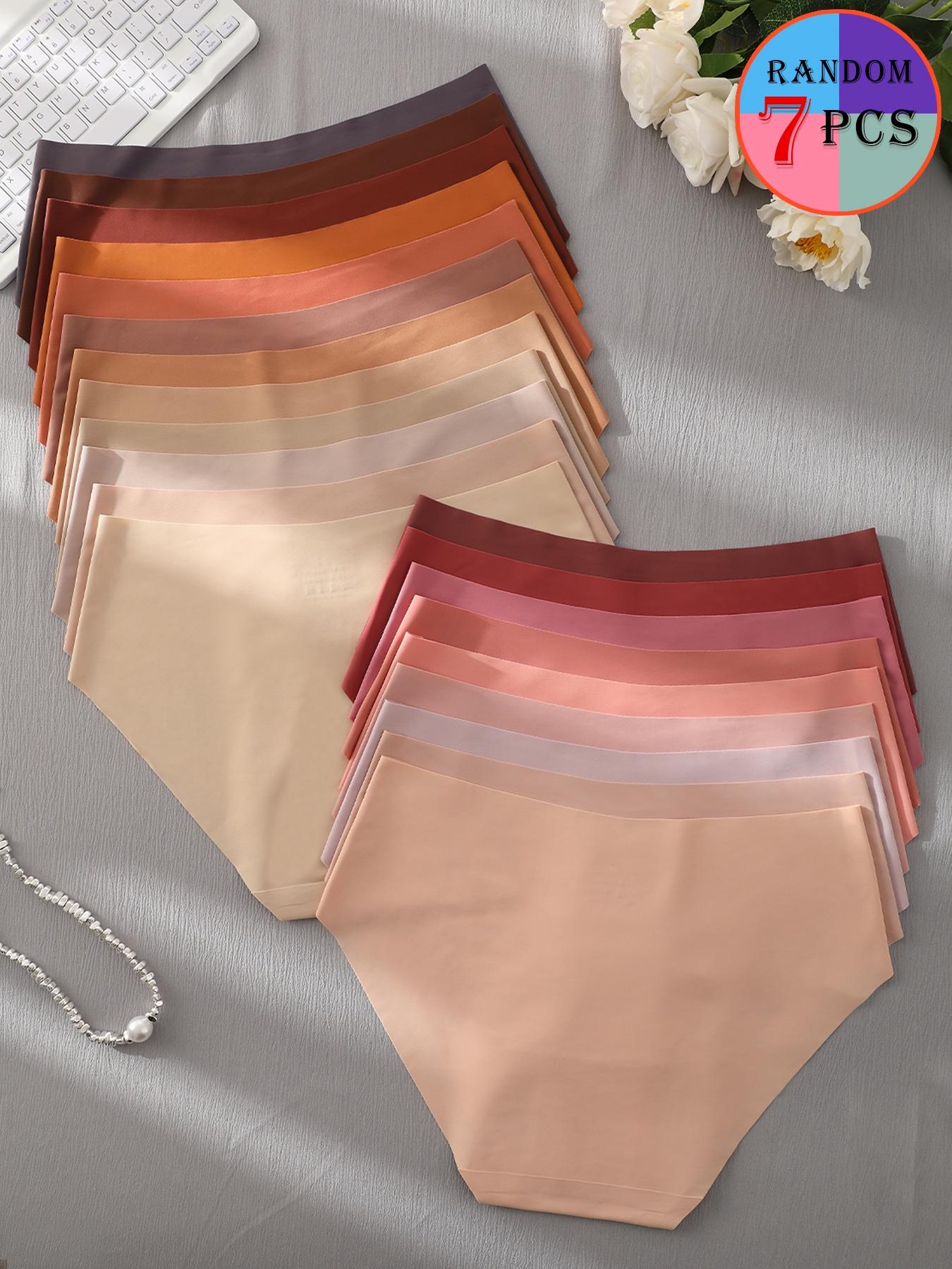 Women's random colors soft seamless Briefs (5/7/10/12 pcs), suitable for daily work and activities, autumn and winter daily use