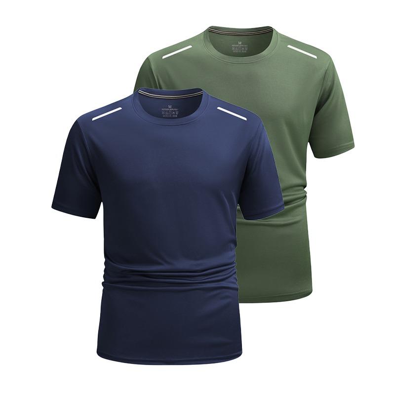 1/2 Pack Men's Fitness Gym T Shirts, Quick Dry Athletic Workout Tees, Short Sleeve Moisture Wicking Running Training Sport Tops