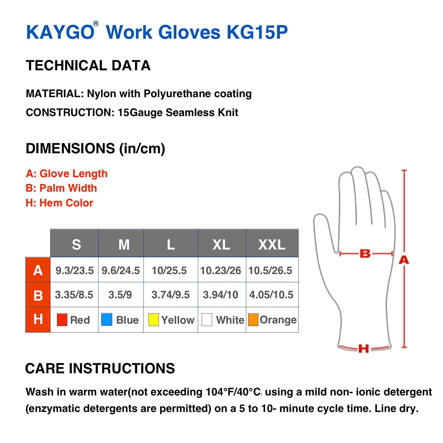 KAYGO Work Gloves PU Coated 12 Pairs, KG15P,Nylon Liner with Flexible Polyurethane Coating, Safety Work Gloves for DIY, Assembly, Warehouse, Light Duty Work