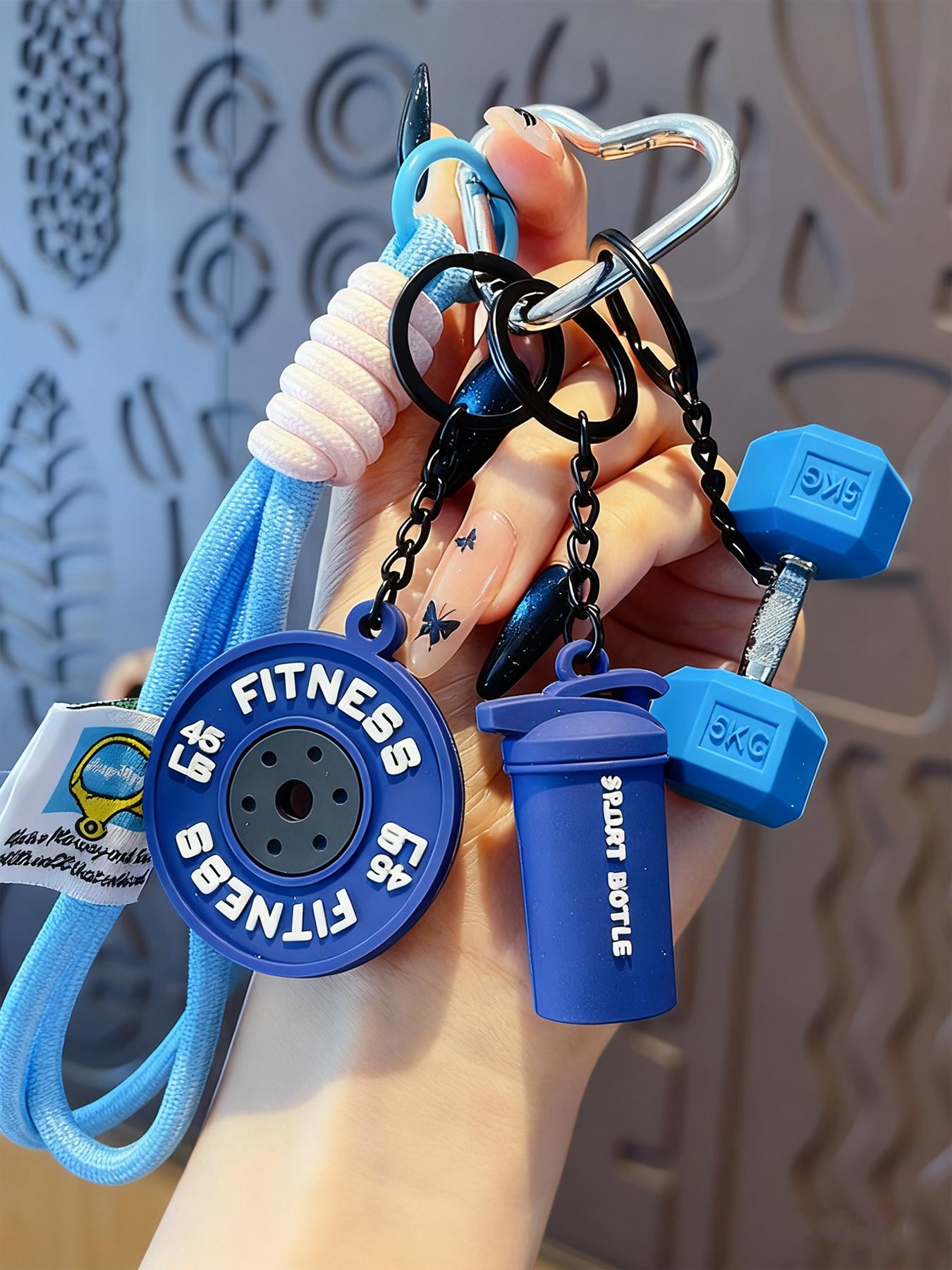 Creative DIY Sport Style Fitness Barbell Keychain Pendant, Women Couple Miu Bag Charm, Key Chain Accessory, Fashionable and Functional