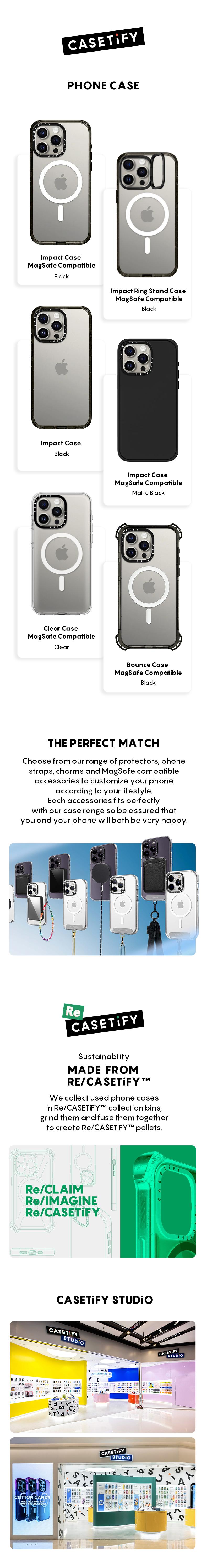 CASETiFY iPhone 16/15/14 Series Phone Case MagSafe Impact / Impact / MagSafe Clear / MagSafe Bounce / MagSafe Impact Ring Stand - Black / Matte Black / Clear