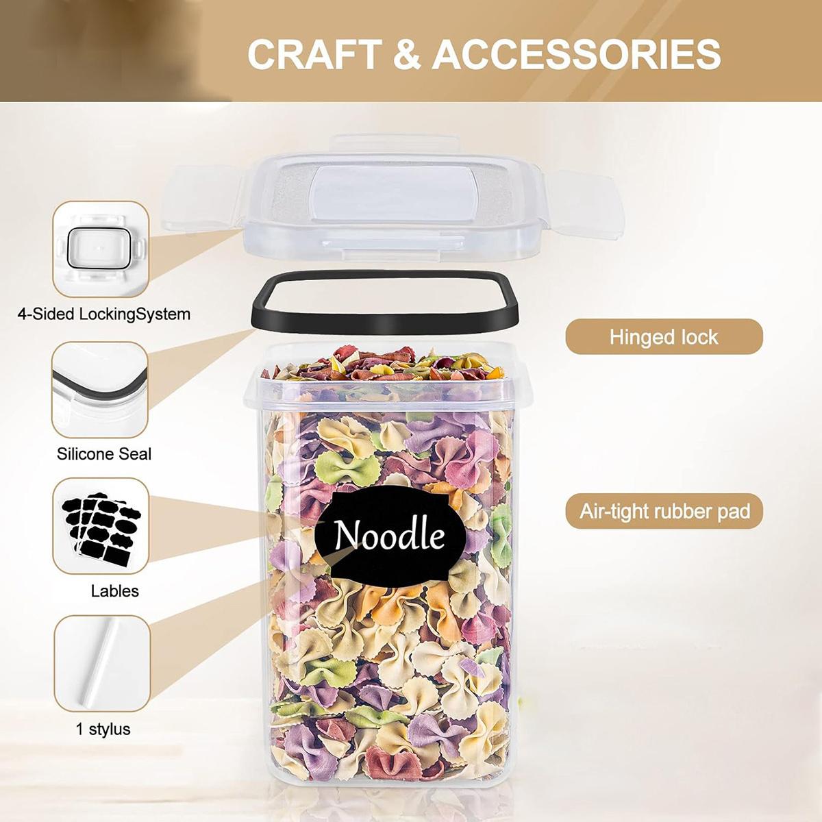 7/15/24-piece set Large Capacity Airtight Food Containers Set, Clear Plastic Storage Bins with Labels for Pantry