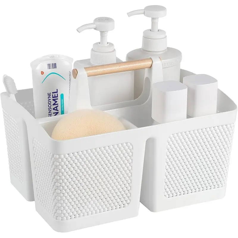 Portable Shower Caddy Basket with Handle, Plastic Bathroom Organizer Tote for College Dorm Room, Shower Essentials, Cleaning Supplies & Home Storage